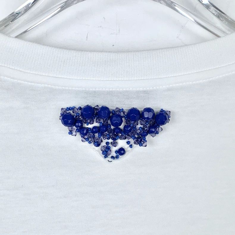 Prada Prada Nail bead embroidery design round-neck white short-sl Size US XS / EU 42 / 0 - 5 Thumbnail