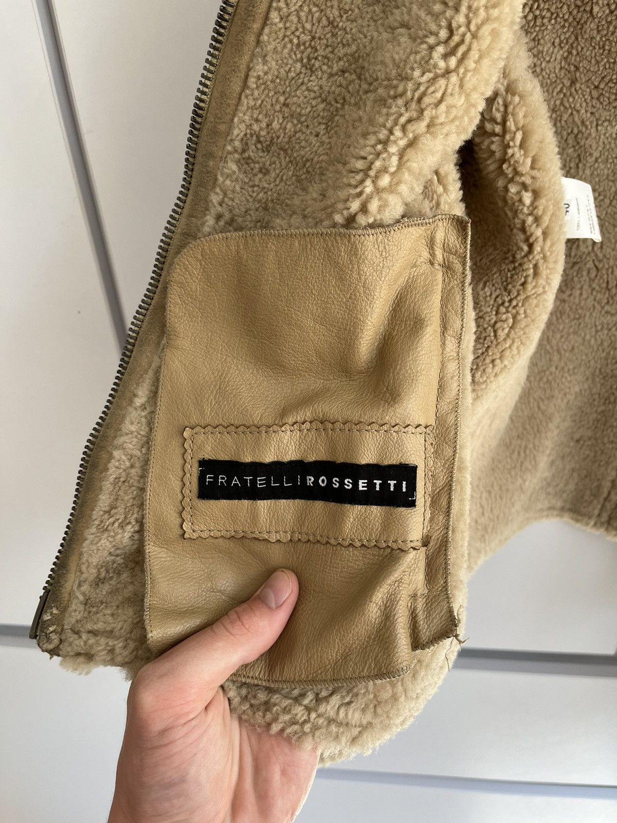 If Six Was Nine × Japanese Brand Distressed Leather Faux Beige Biker Jacket Fratelli Rossetti Size S / US 4 / IT 40 - 5 Thumbnail