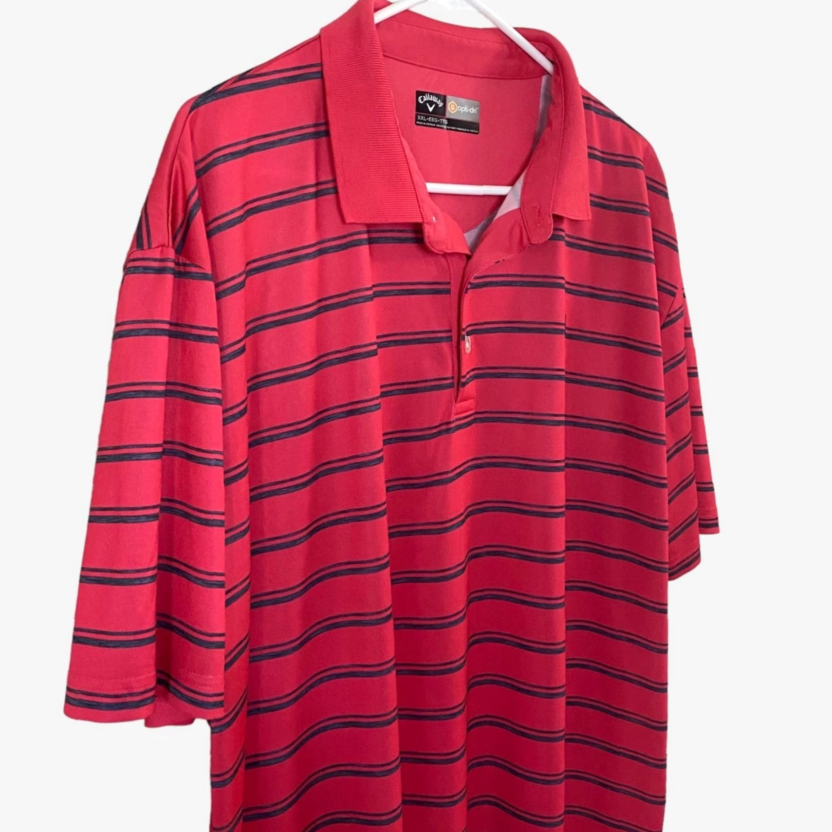 Callaway Callaway Polo Shirt Mens XXL Pink Striped Opti-Dry Short Sleeve Stretch Golf Size US XXL / EU 58 / 5 - 4 Thumbnail