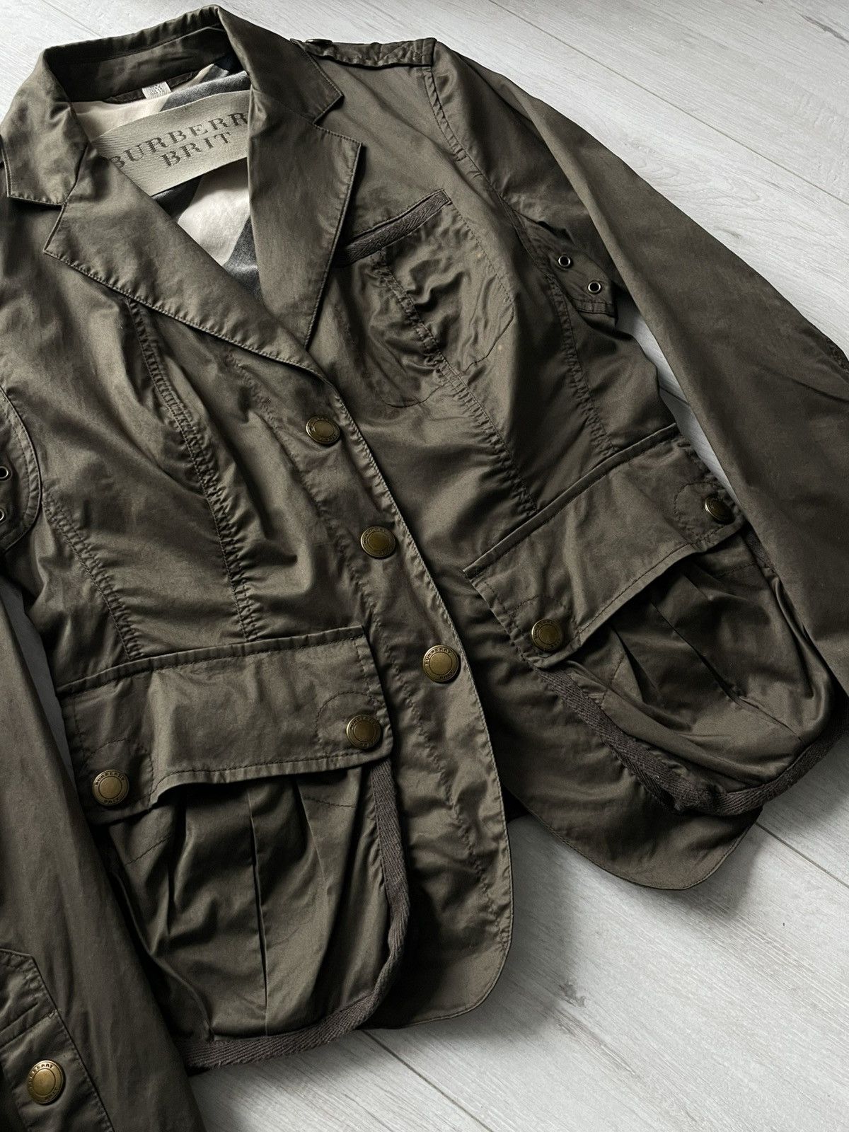 Burberry Burberry Brit Light Khaki Green Blazer Jacket Size XS / US 0-2 / IT 36-38 - 5 Thumbnail
