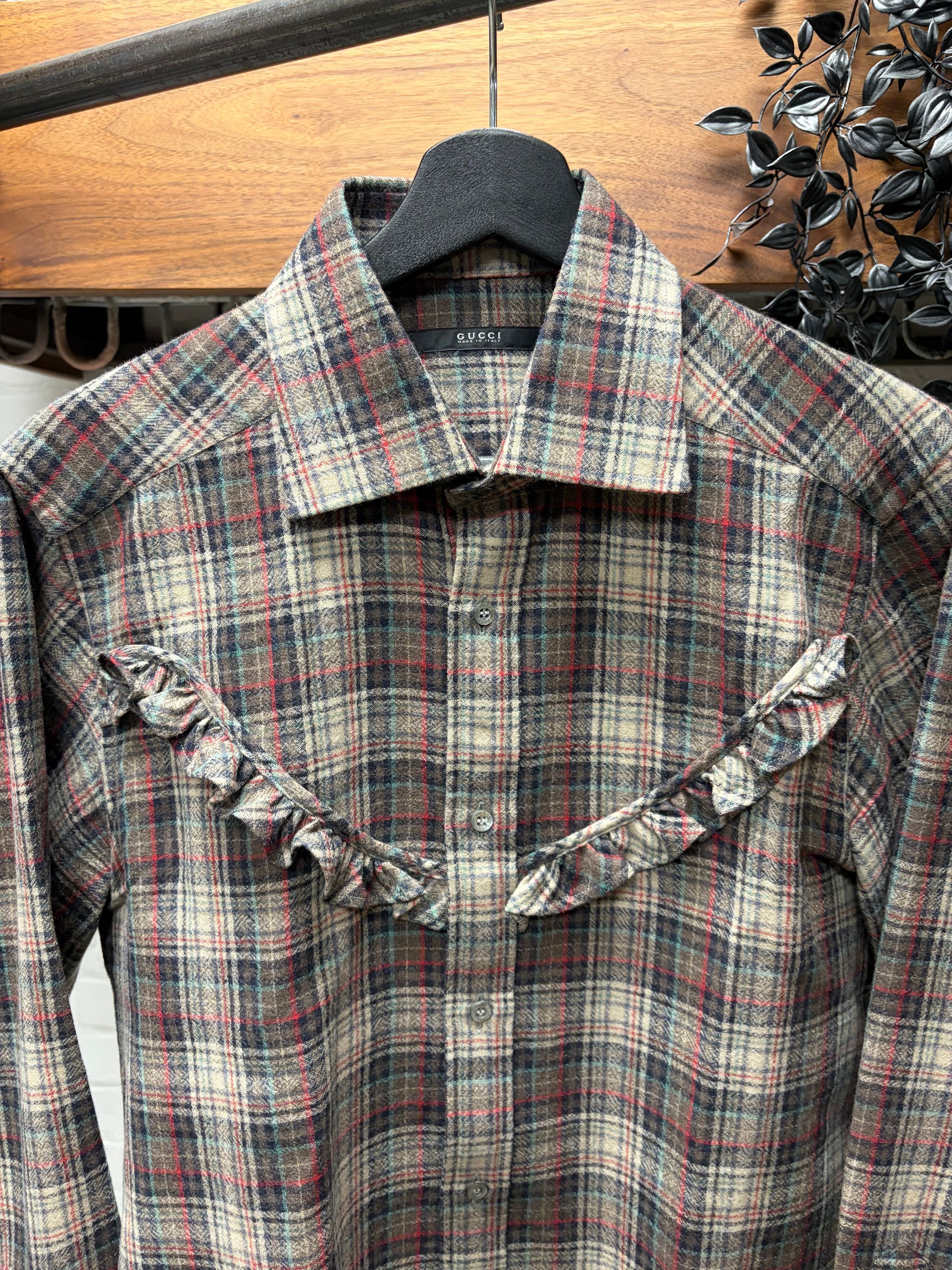 Gucci Gucci Plaid Western Shirt with Pleated ‘Ruffle’ Detailing Size US M / EU 48-50 / 2 - 2 Thumbnail