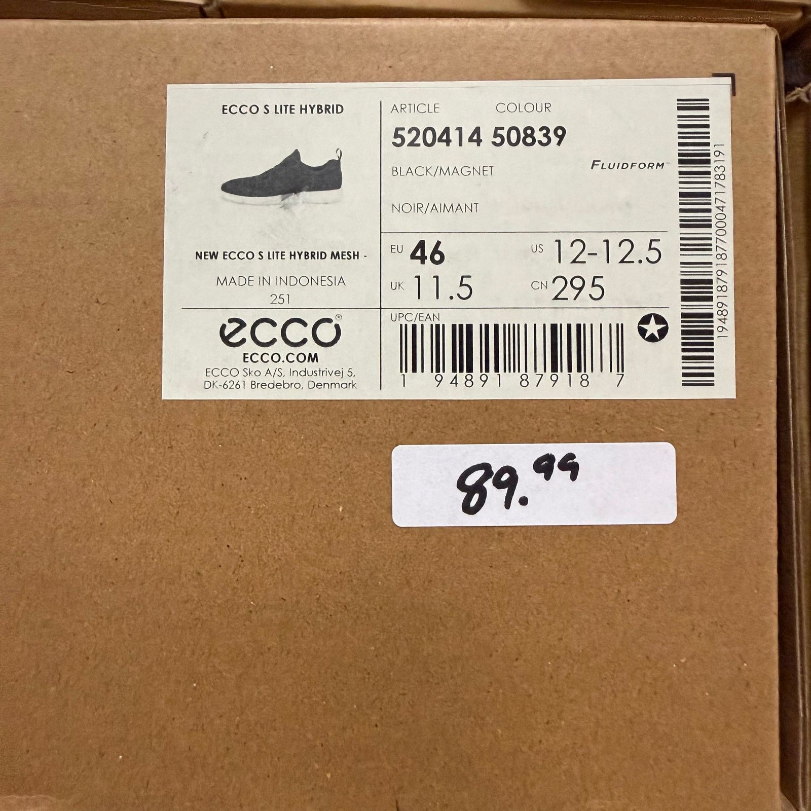 Ecco ECCO MEN'S 46 S LITE HYBRID CASUAL SNEAKER BLACK/MAGNET Size US 12 / EU 45 - 5 Thumbnail