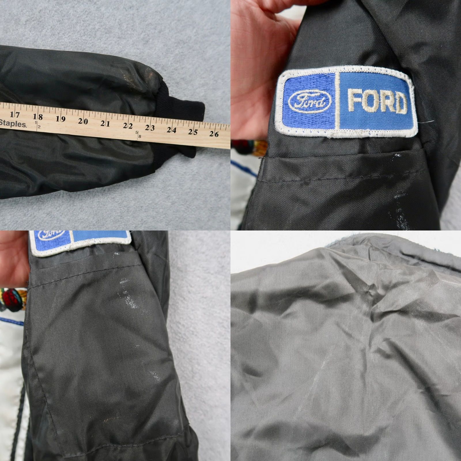 Ford VINTAGE Ford Cobra Racing Jacket L Large Black Nylon Faux Fur Lined USA Made Bomber Jacket Men Size US L / EU 52-54 / 3 - 10 Thumbnail