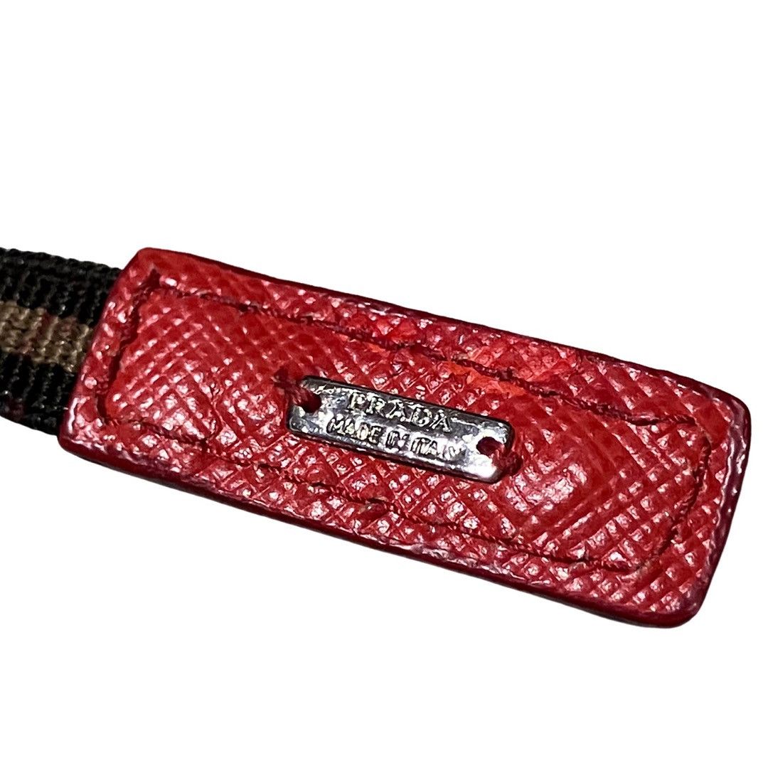 Prada PRADA SS14 Feather Elastic Bracelet – Red Saffiano Leather Size ONE SIZE - 7 Thumbnail