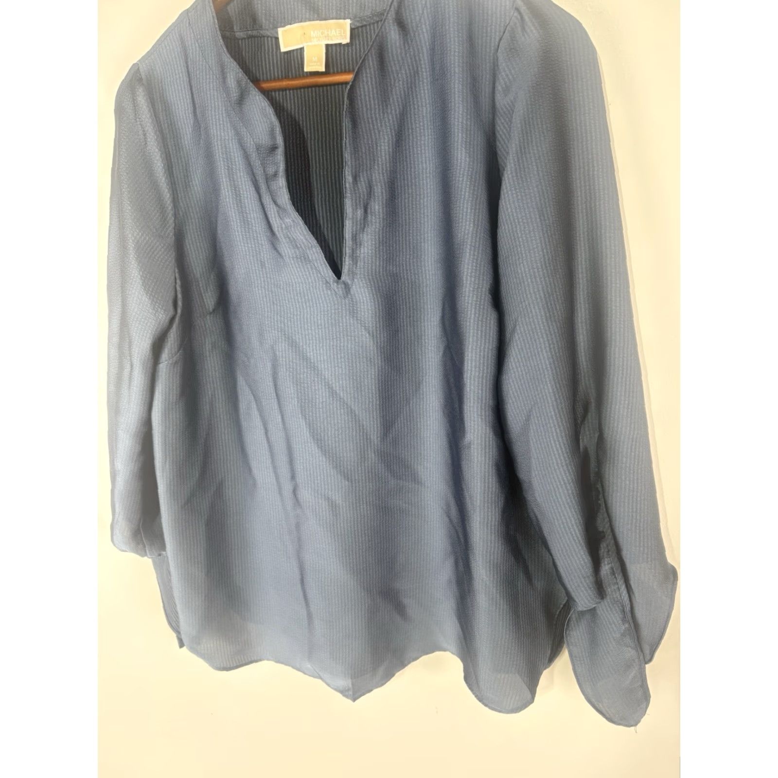 Michael Kors Michael Kors Blue 3/4 Tie Sleeves Dress Shirt Womens Size M Cambodia Size M / US 6-8 / IT 42-44 - 3 Thumbnail