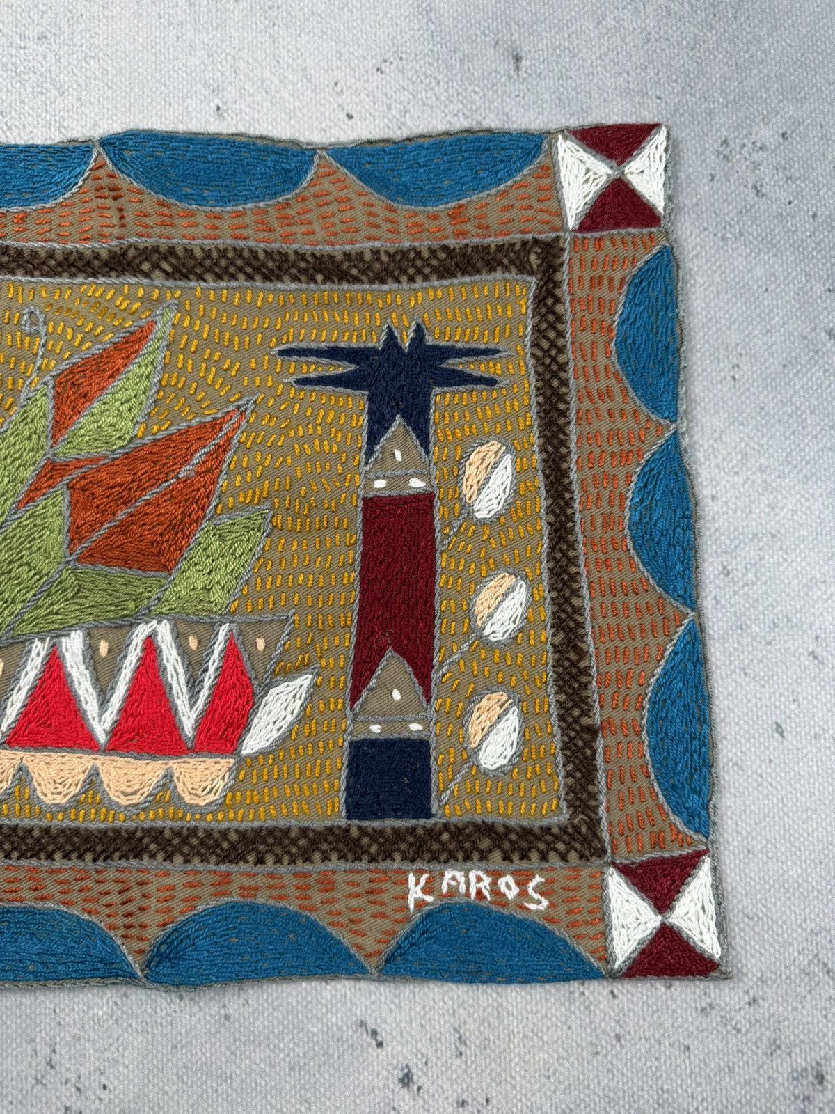 Vintage Kaross Handmade Embroidered Textile Wall Art African Folk Size ONE SIZE - 3 Thumbnail