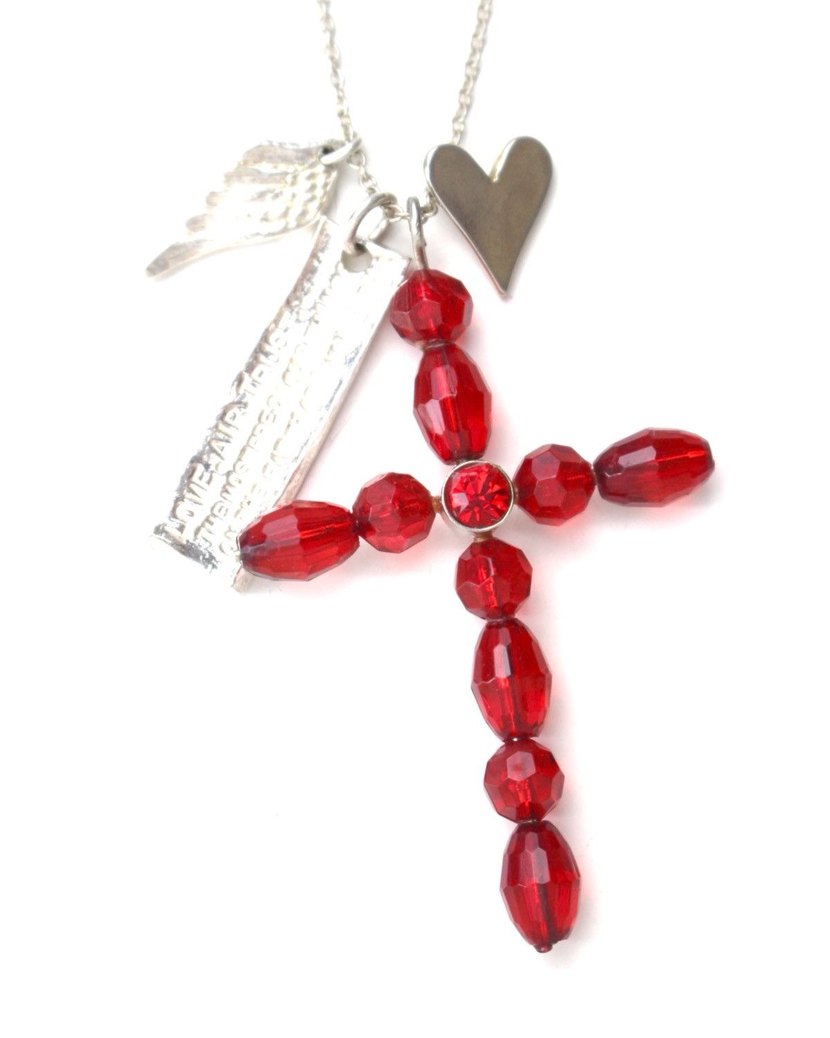 Vintage 2000S KAZA JAPAN RED CRYSTAL CROSS NECKLACE Size ONE SIZE - 1 Thumbnail