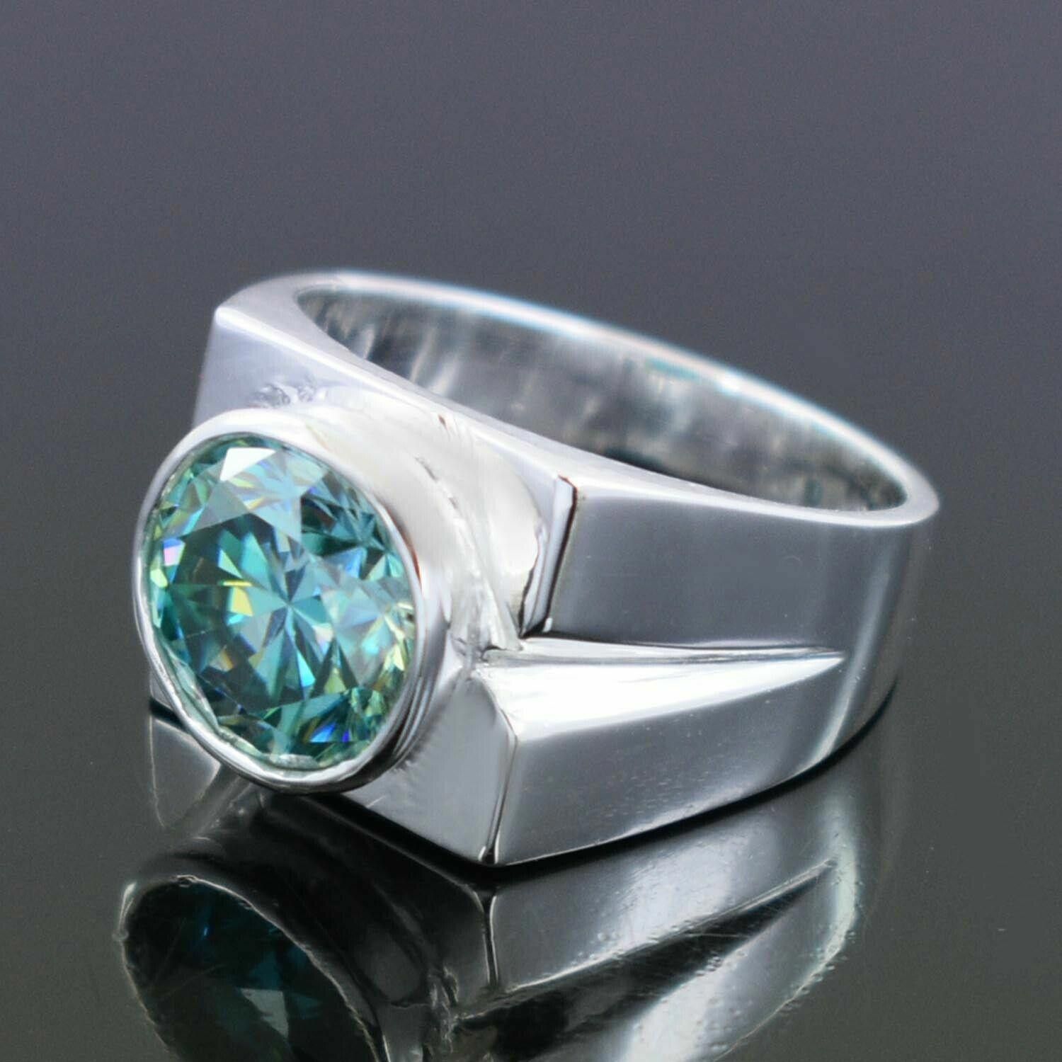 Handmade Hand Made Silver Solitaire Blue Diamond Ring 3.50 Cts Size ONE SIZE - 2 Thumbnail