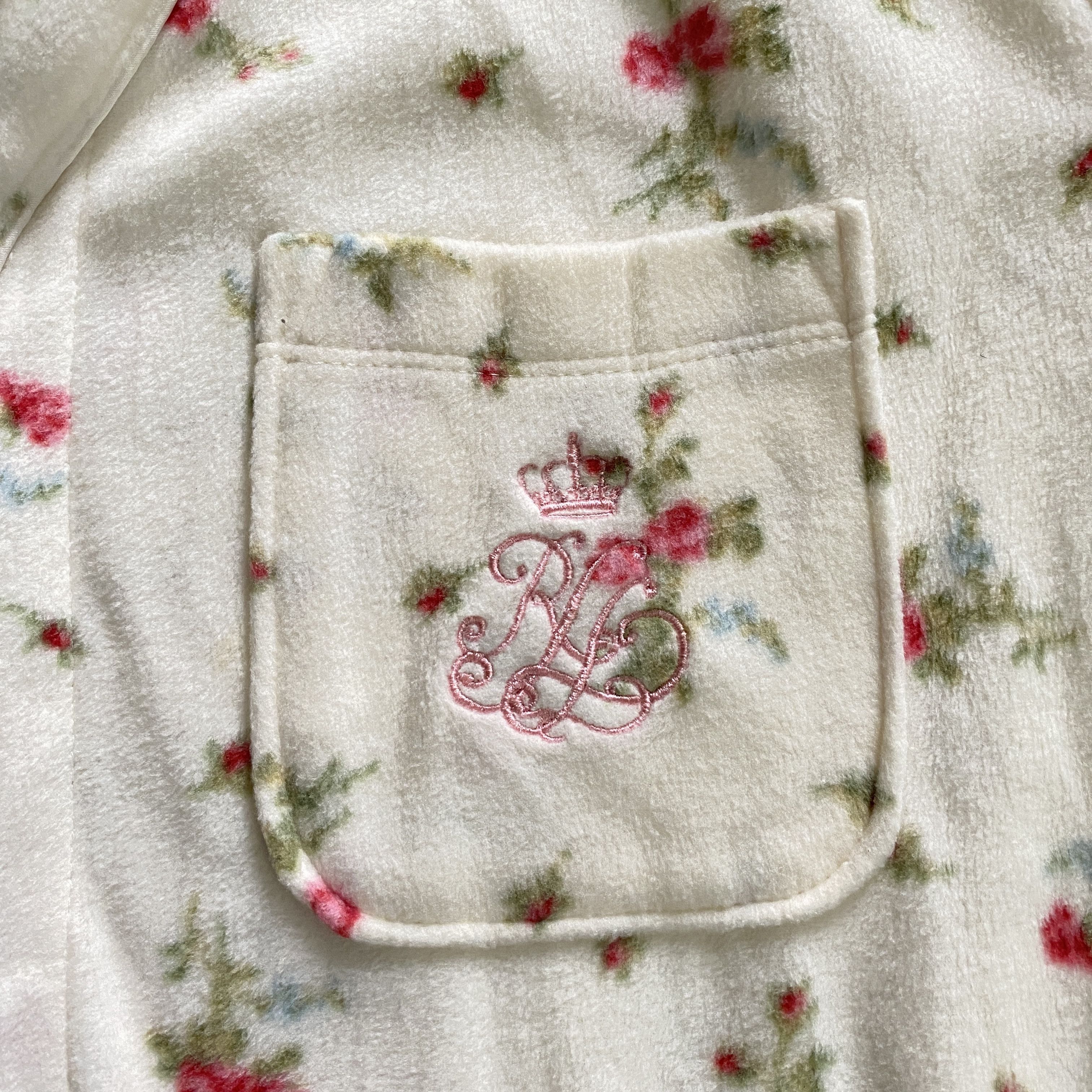 Ralph Lauren Lauren Ralph Lauren Ivory Floral Fleece Wrap Robe Size S / US 4 / IT 40 - 14 Thumbnail
