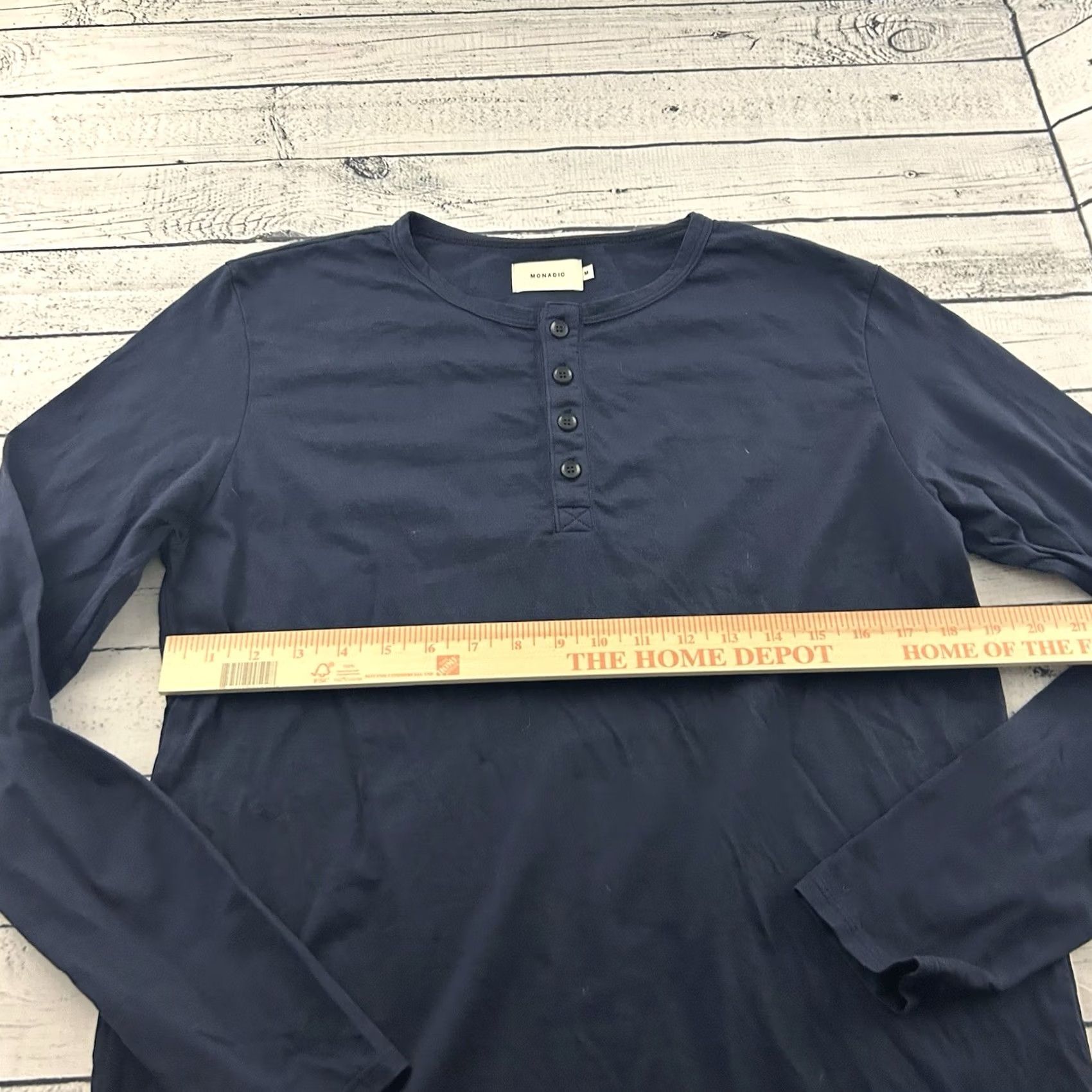 Vintage Monadic Long Sleeve Button-Up Henley Shirt Men's M Blue Made in LA Size US M / EU 48-50 / 2 - 4 Thumbnail