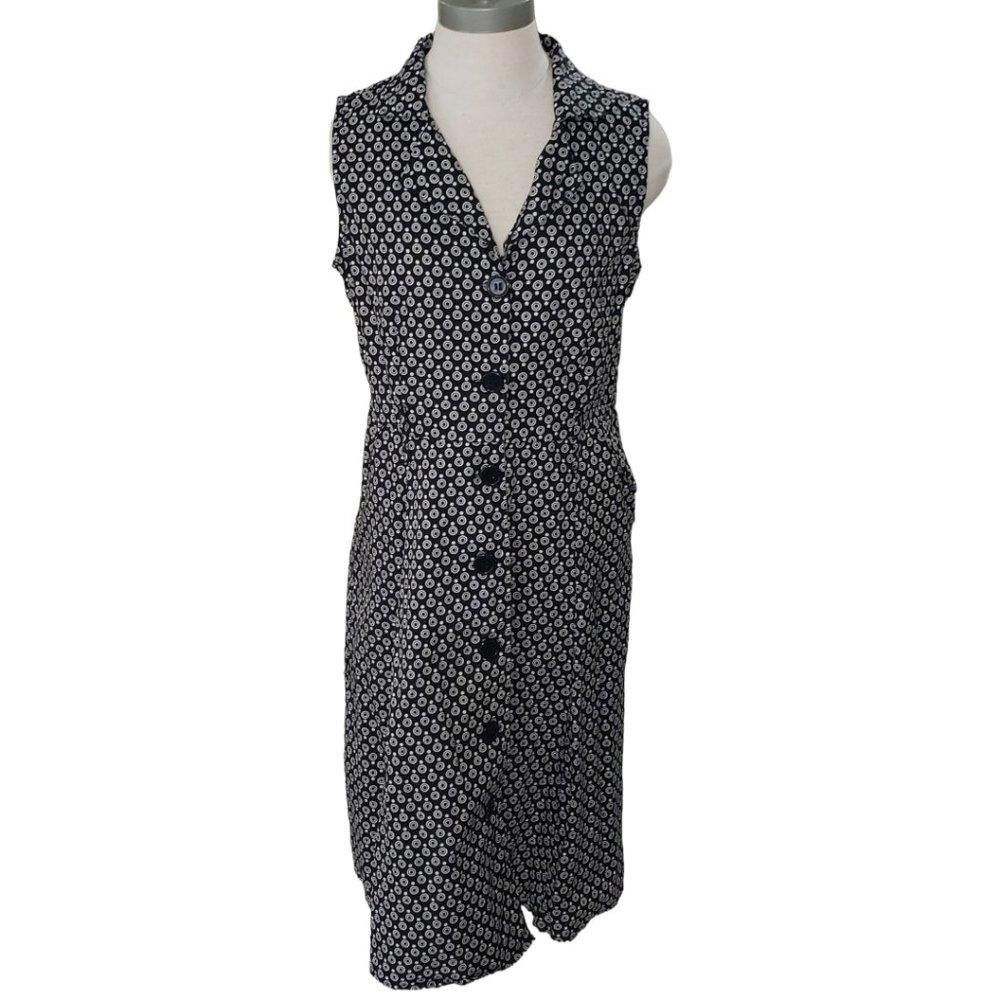 Designer CT507 Mlle Gabrielle Black & White Sleeveless Midi Dress M Size M / US 6-8 / IT 42-44 - 1 Thumbnail