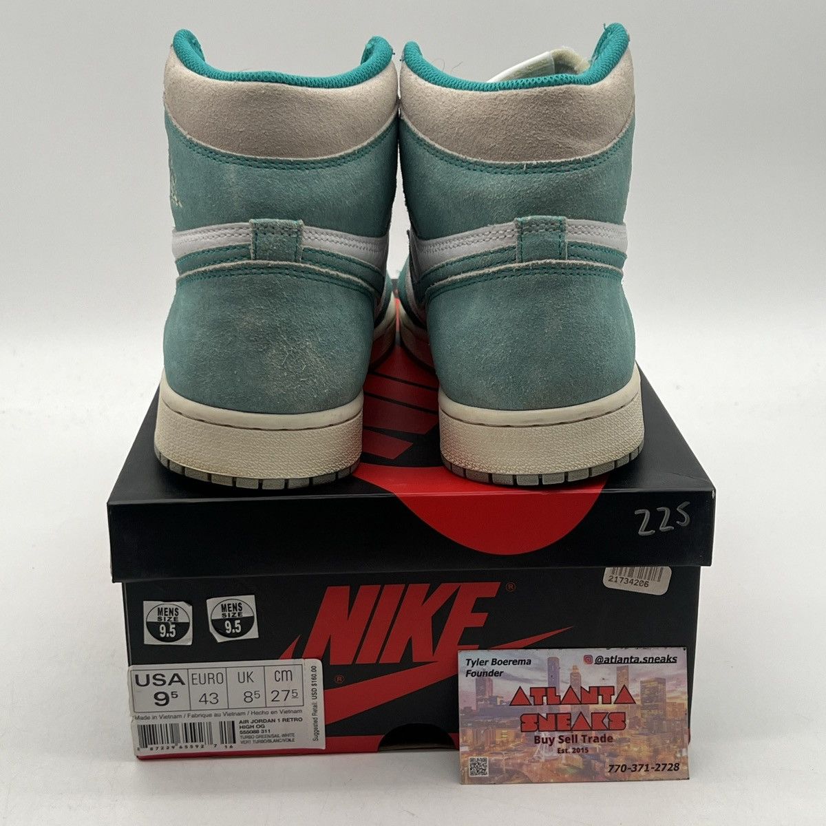 Nike Air Jordan 1 high turbo green Size US 9.5 / EU 42-43 - 3 Thumbnail