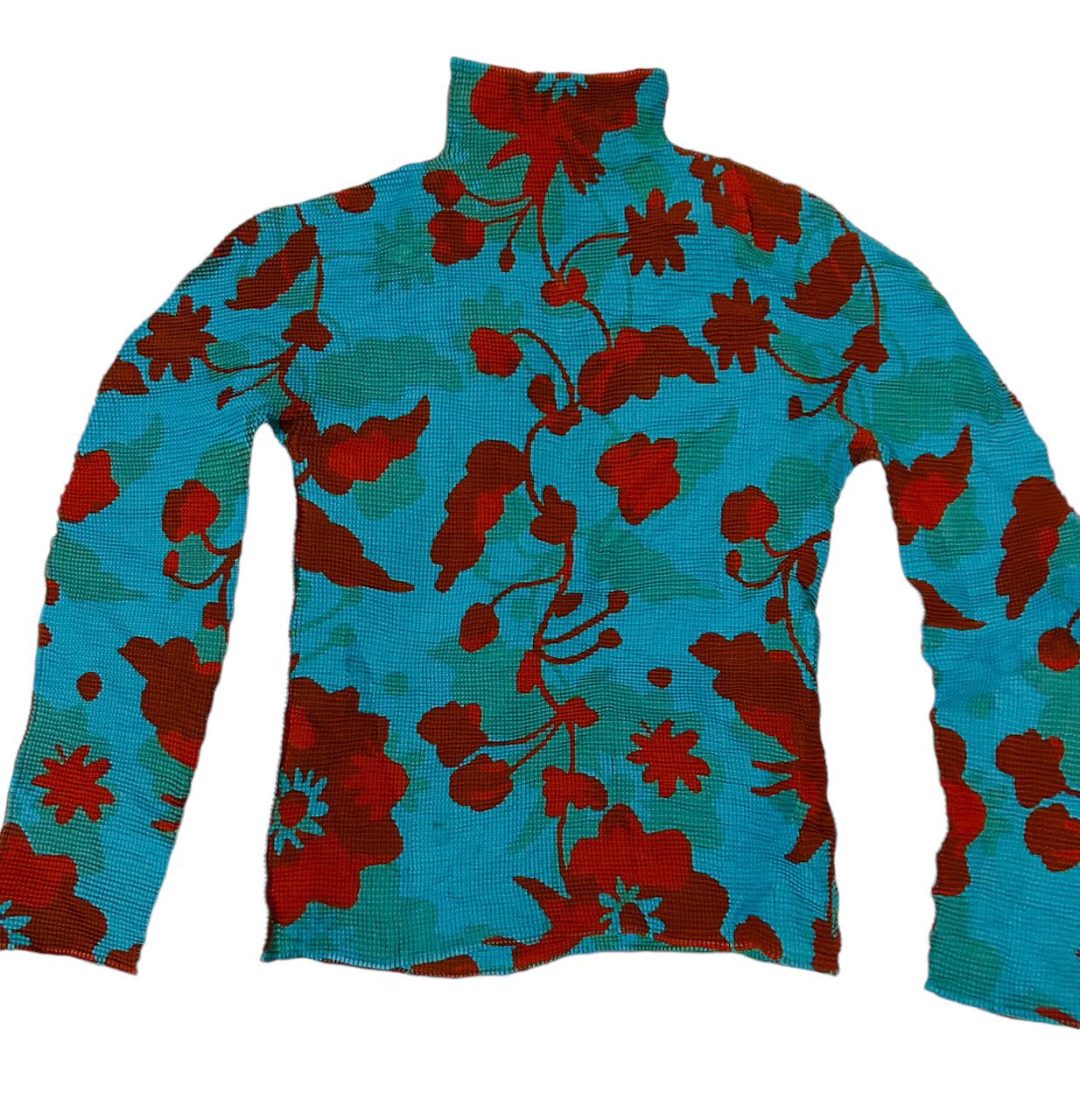 Issey Miyake ME by ISSEY MIYAKE Floral Pleated Top Blouse Shirt Designer Size XS / US 0-2 / IT 36-38 - 3 Thumbnail