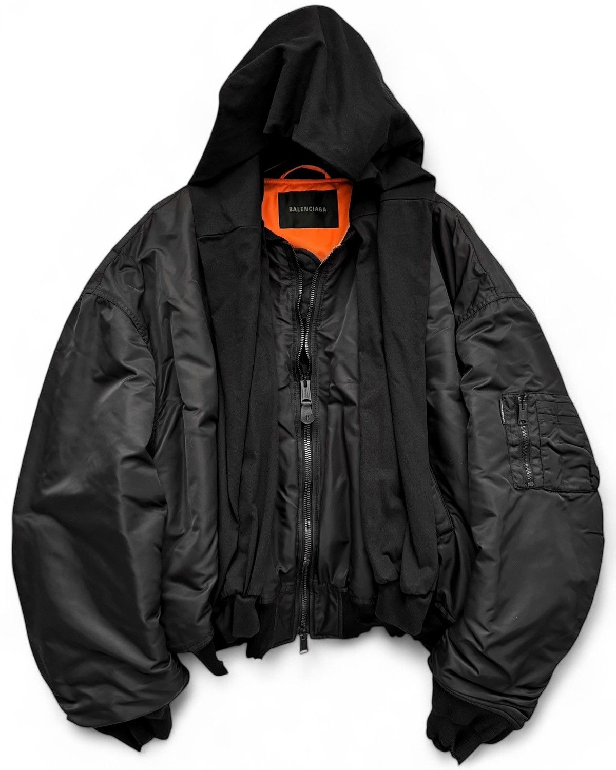 Balenciaga 2024 Incognito Silk Padded Bomber Shirt Hoodie