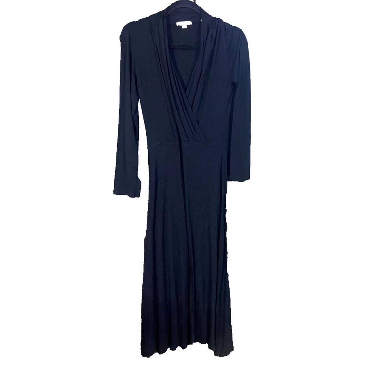 Vince NWOT Vince Black Long Sleeve Wrap Front Midi Dress Size M Size M / US 6-8 / IT 42-44 - 2 Thumbnail