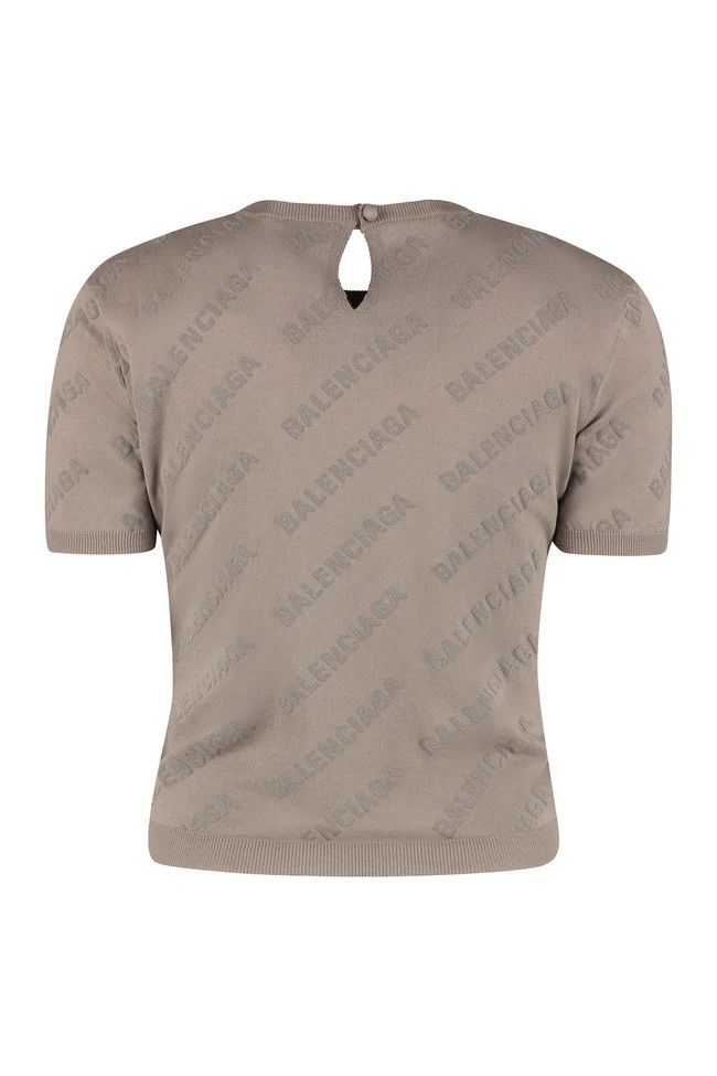 Balenciaga o1y0625 Logo Short Sleeves Sweater in Light Brown Size XS / US 0-2 / IT 36-38 - 2 Thumbnail