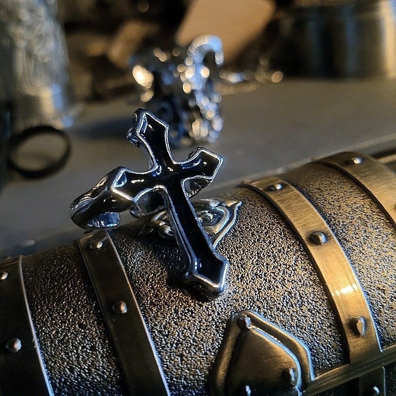 Jewelry Cross Dark Jewelry Rings Open Size Chrome Ring (Size 7-13) Size ONE SIZE - 1 Thumbnail