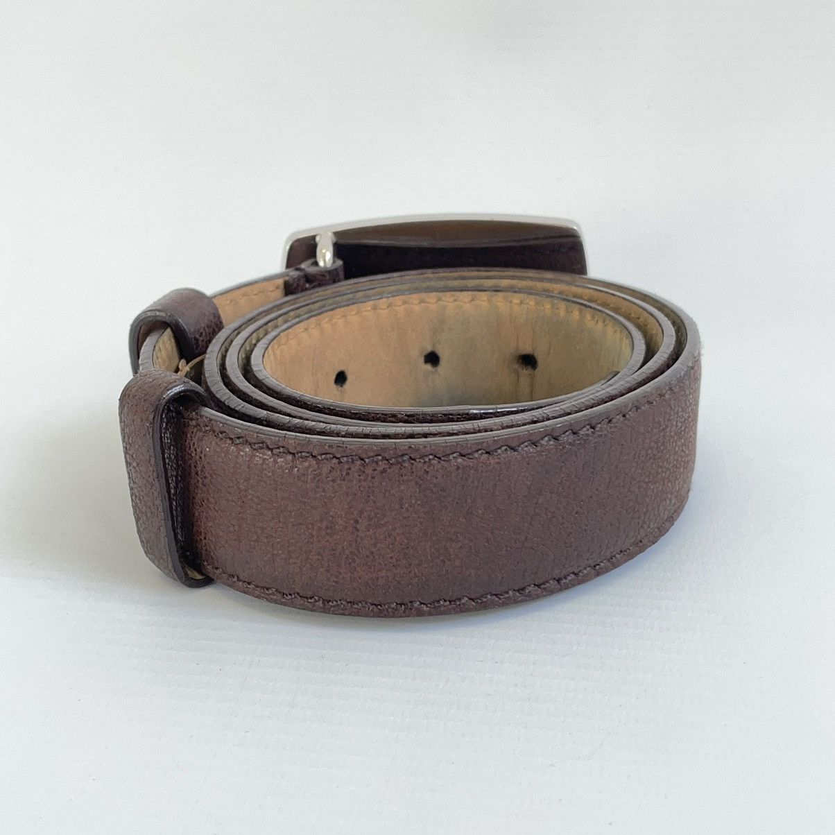 Prada Brown Leather Croc Western Buckle Belt Size 32 - 7 Thumbnail