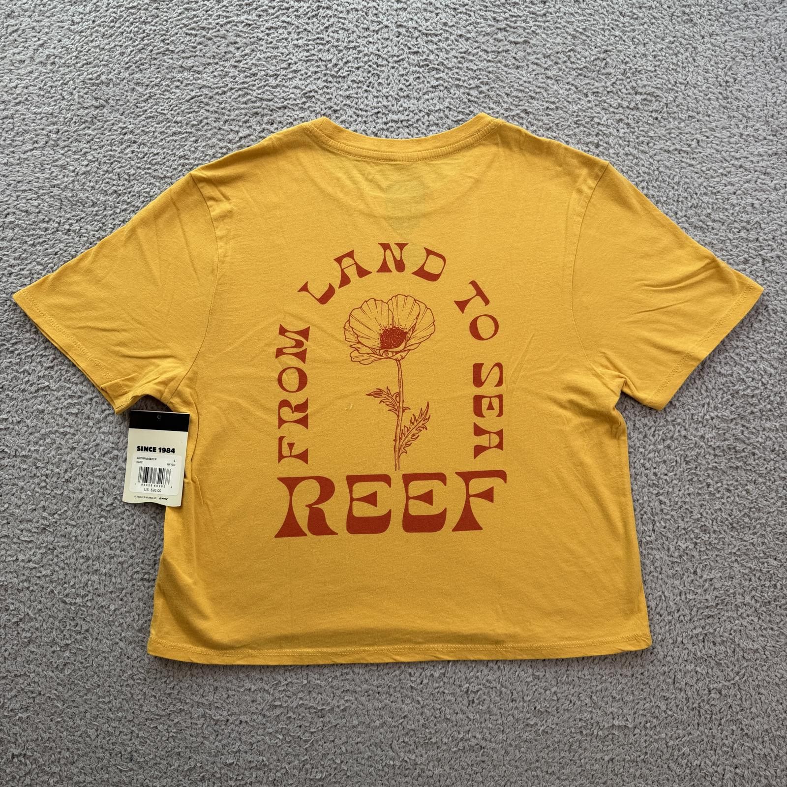 REEF Reef Yellow Baby Tee Womens Small Cropped Y2K Top Shirt NWT Size S / US 4 / IT 40 - 2 Thumbnail