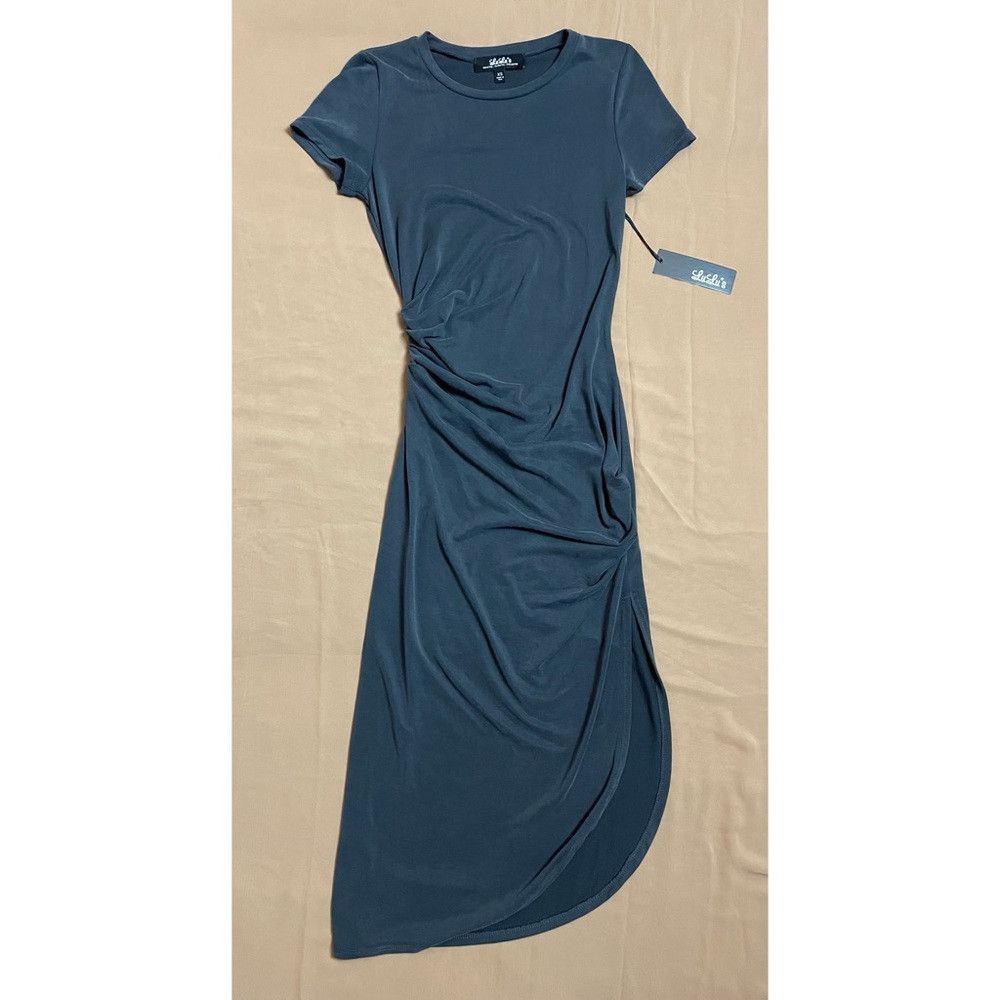Lulus NWT New Lulu's Grey Bodycon Short Sleeve Midi Dress Size XS Size XS / US 0-2 / IT 36-38 - 5 Thumbnail