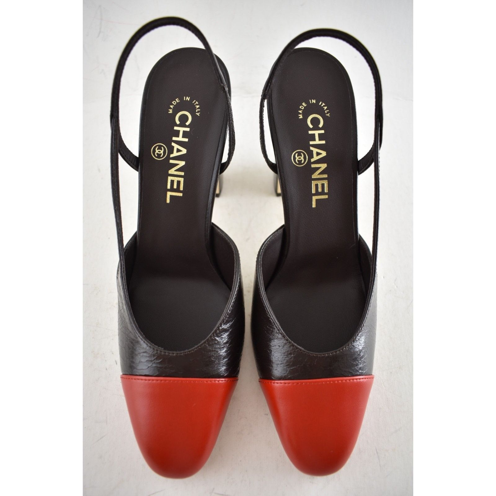 Chanel Chanel Dark Brown Red CC Slingback Block Heel Pump 41c Size US 11 / IT 41 - 8 Thumbnail