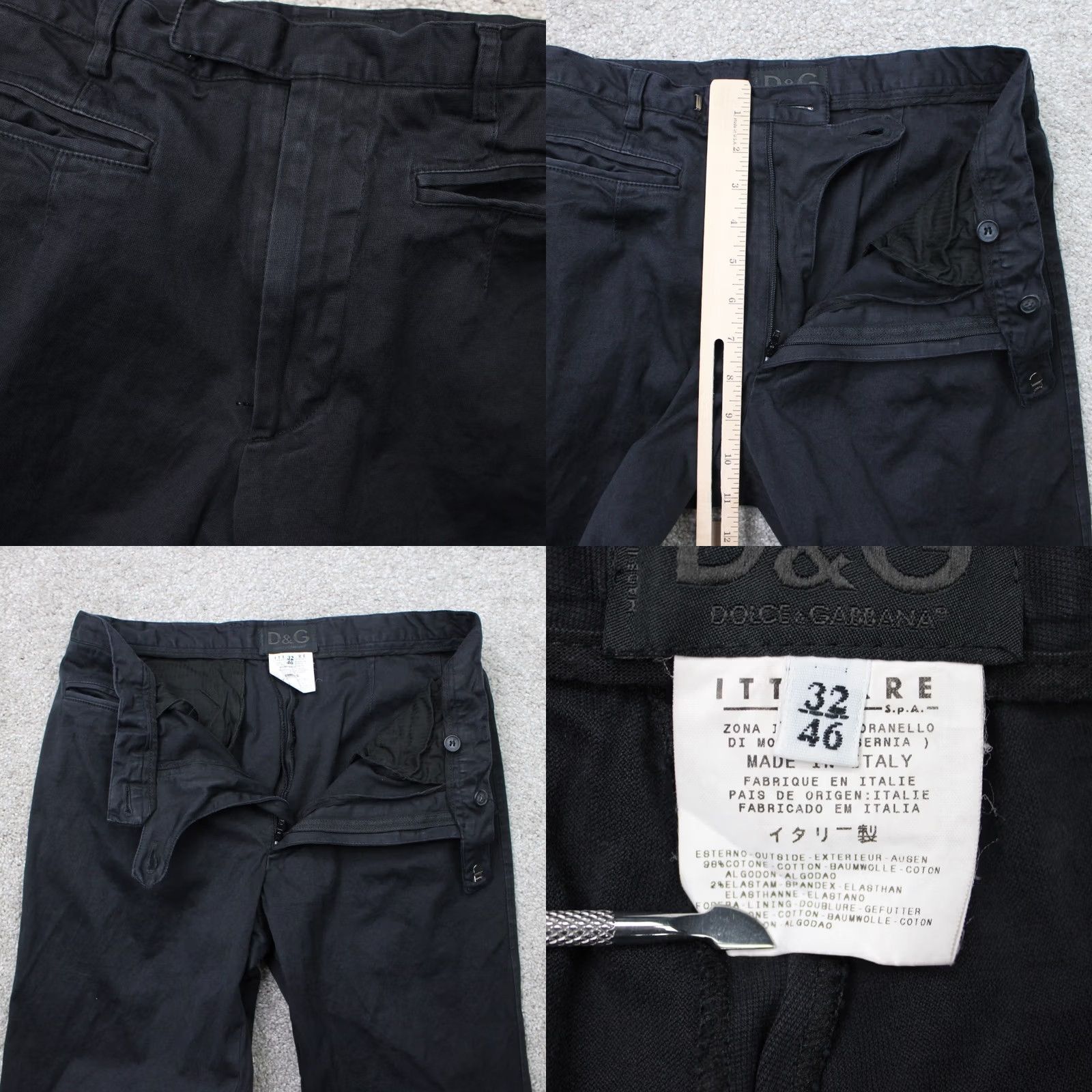 Dolce & Gabbana Dolce&Gabbana Chino Pants Womens 32x32 Black Flap Pockets Straight Leg Stretch Denim? Size 24" / US 00 / IT 34 - 8 Thumbnail