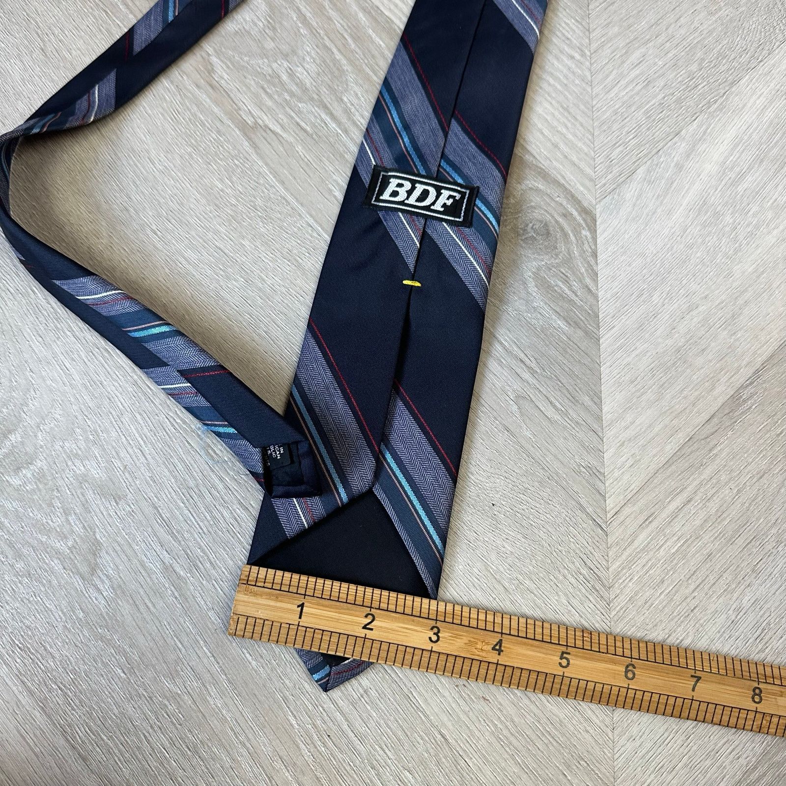Other Vintage BDF Navy Blue Red Diagonal Stripe Tie Size ONE SIZE - 5 Thumbnail