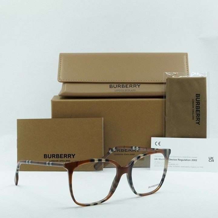 Burberry Burberry BE2367 3966 Eyeglasses Check Brown 54mm Square Fram Size ONE SIZE - 10 Thumbnail