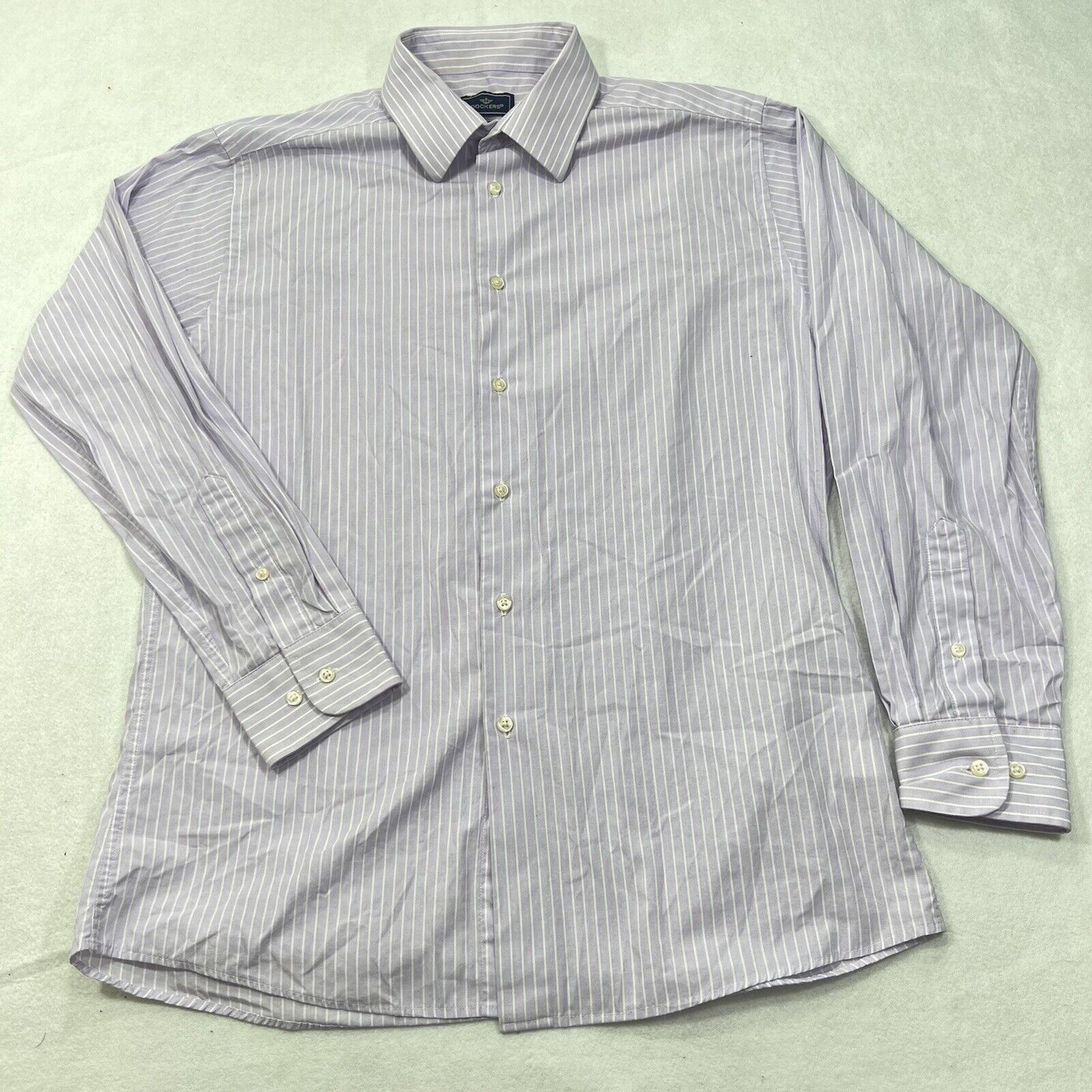 Dockers Dockers Medium 15 Fitted Purple Button Front Dress Shirt Size US M / EU 48-50 / 2 - 1 Thumbnail