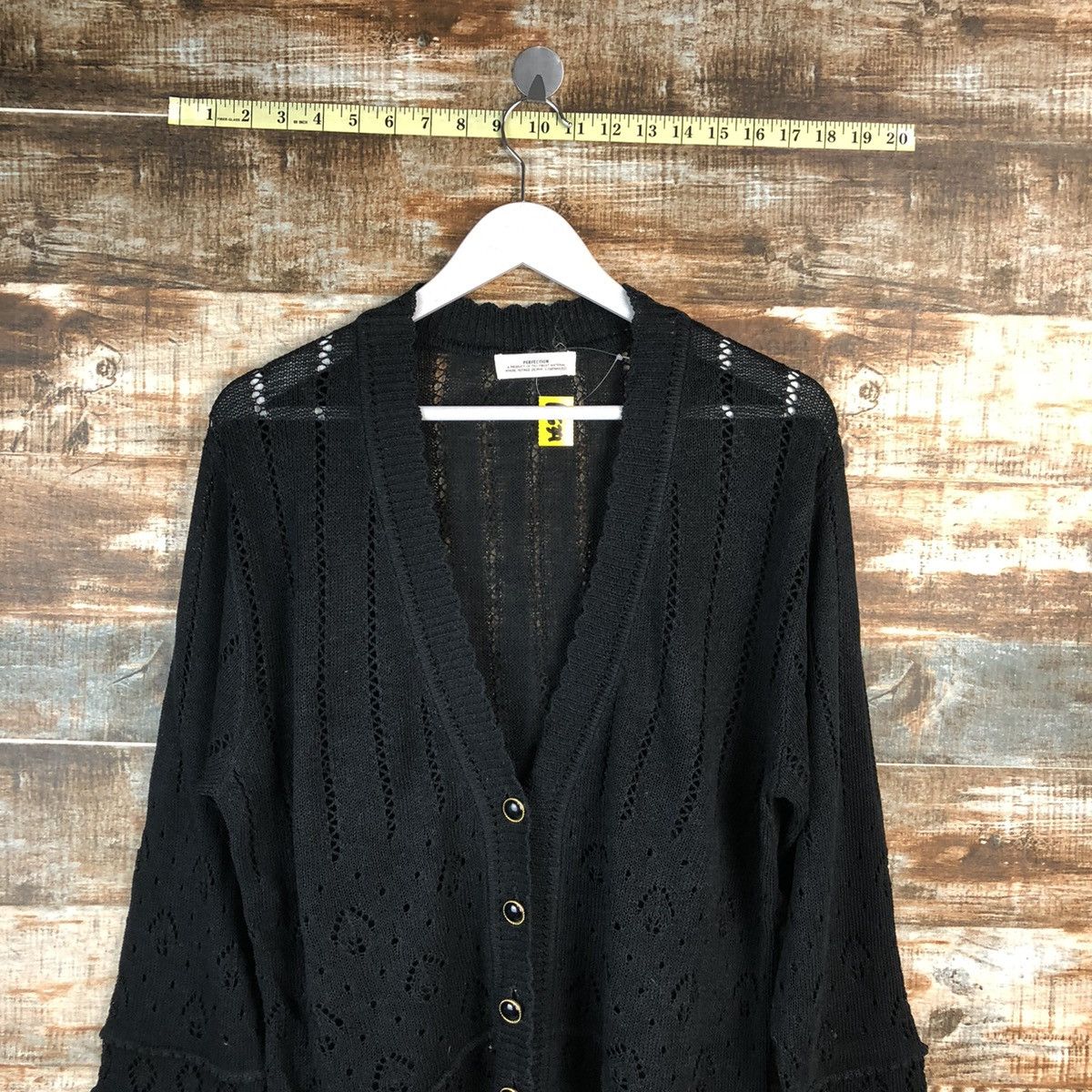 Homespun Knitwear × Japanese Brand Japanese Brand Black crochet Cardigan Knitwear #A1539 Size M / US 6-8 / IT 42-44 - 2 Thumbnail