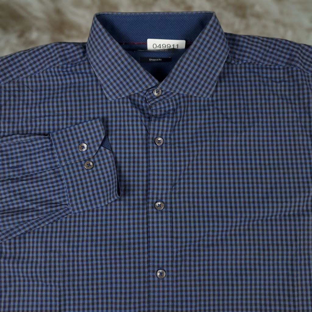 BUGATCHI Bugatchi Shirt Mens Large Blue Check Button-Up Long Sleeve Casual Business Wearable Shirt Men's Large Blue Check Button-Up Shirt Size US L / EU 52-54 / 3 - 1 Thumbnail