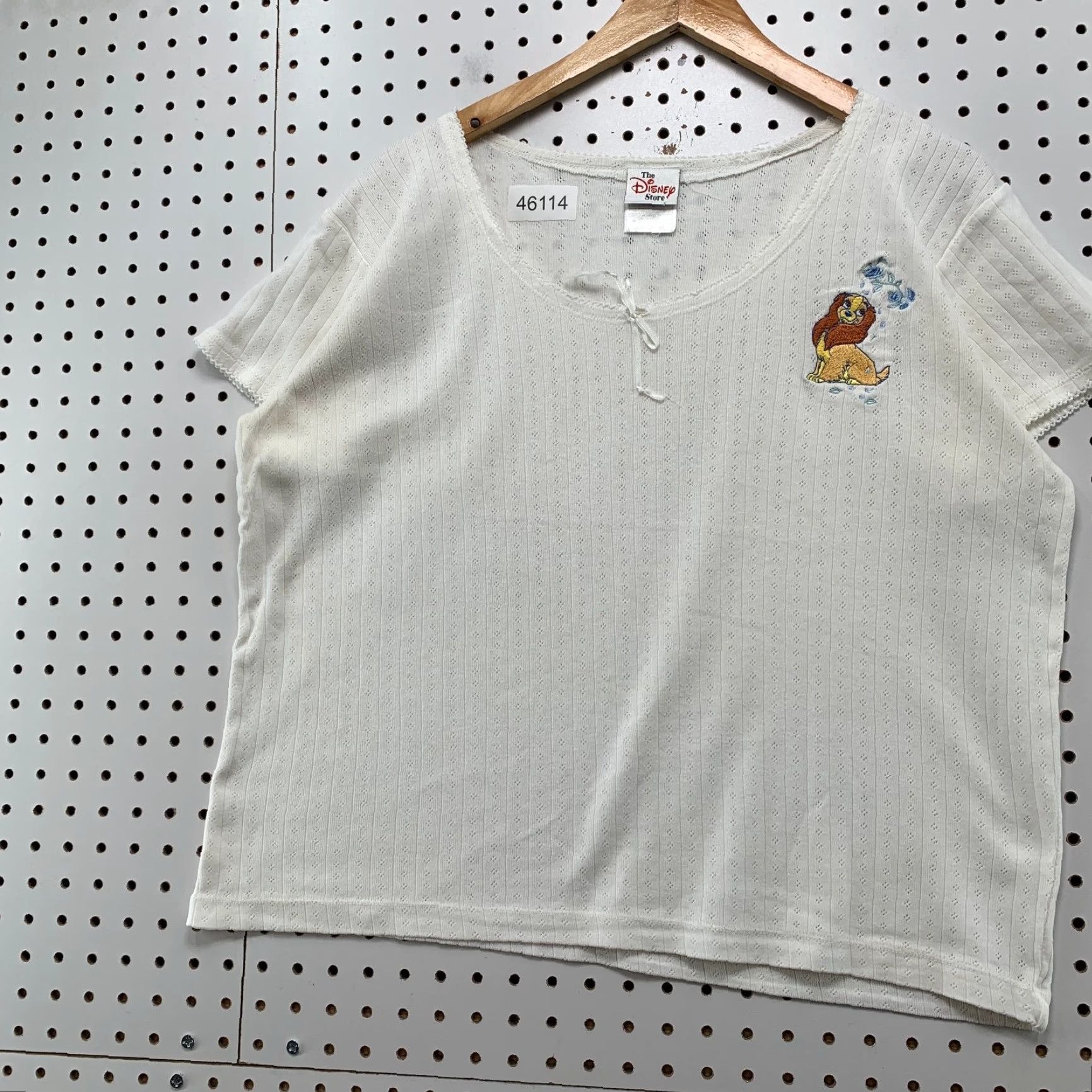 Disney VINTAGE Disney Lady Tramp Top Womens XL White Neck Tie Embroidered Movie Shirt Size XL / US 12-14 / IT 48-50 - 4 Thumbnail