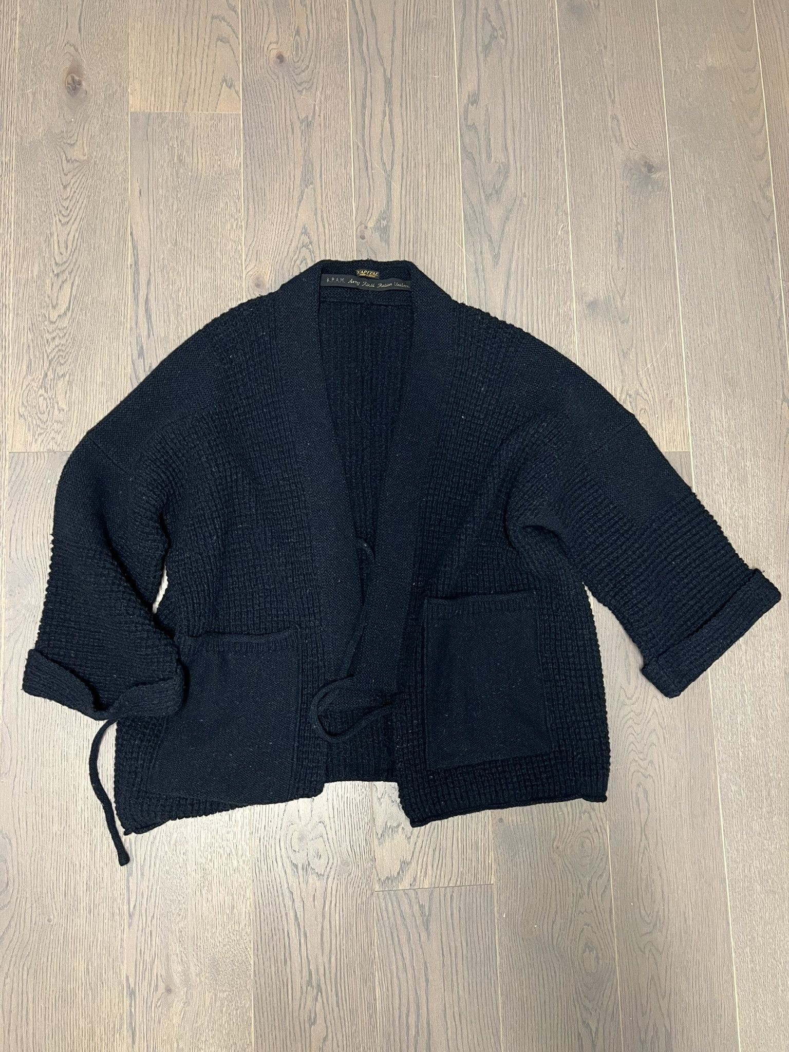 image of Kapital Deep Blue Japanese Kimono Cut Wool Cardigan, Men's (Size Large)