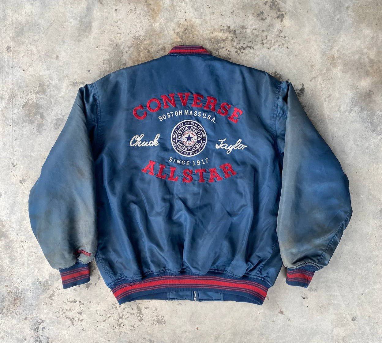 Converse × Vintage RARE VTG 90s CONVERSE CHUCK TAYLOR FADED DIRTY BOMBER JACKET Size US XL / EU 56 / 4 - 4 Thumbnail