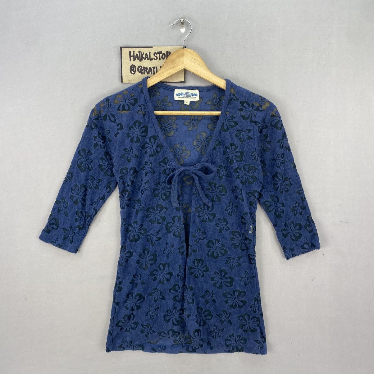 Japanese Brand Vintage Piko Japan Floral Sheer Mesh Cardigan Top Y2K Style Size M / US 6-8 / IT 42-44 - 1 Thumbnail