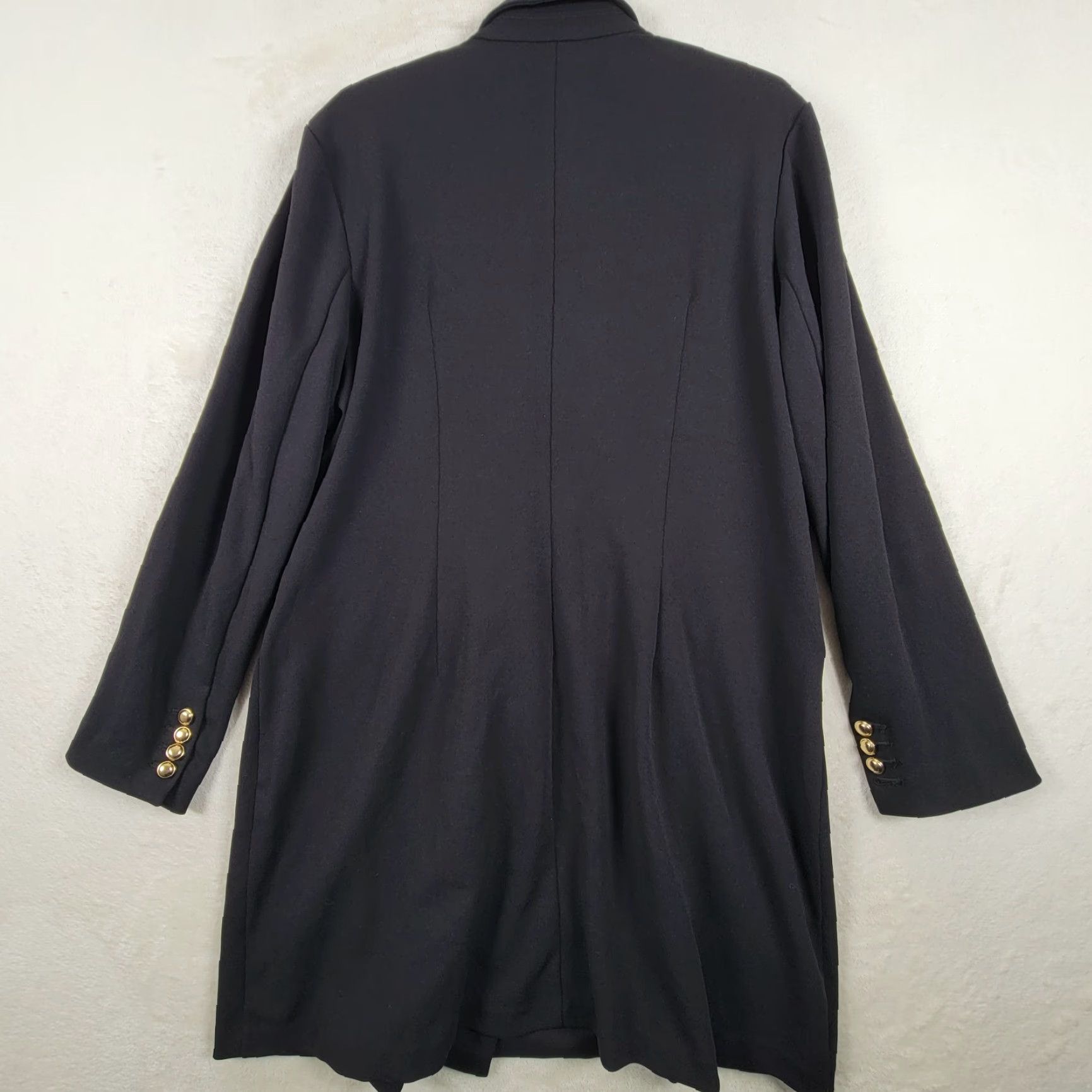 Express EXPRESS Black Editor Double-Breasted Novelty Gold Button Blazer Jacket Coat XL Women’s Suit Jacket/Blazer Long Sleeve Black Buttoned Size XL / US 12-14 / IT 48-50 - 4 Thumbnail