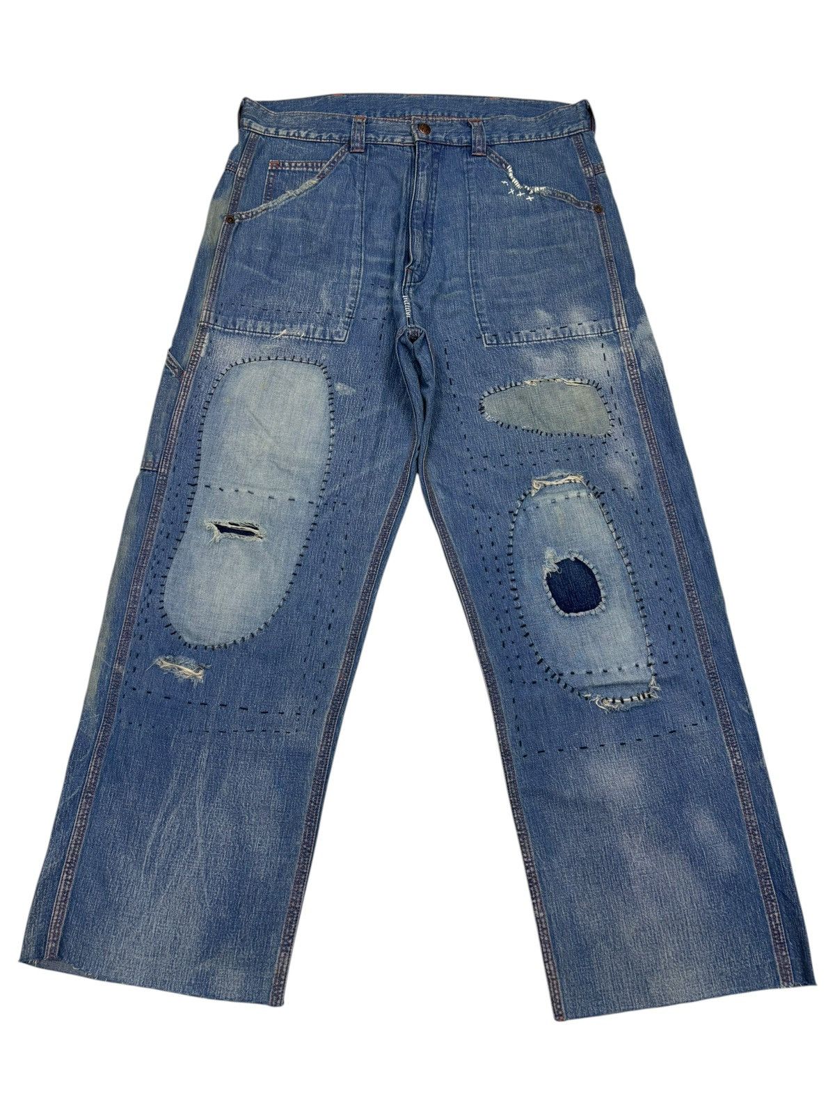 Kapital RARE‼️ BORO SASHIKO PATCHWORK BAGGY JEANS BLUE BLUE JAPAN Size US 34 / EU 50 - 1 Thumbnail