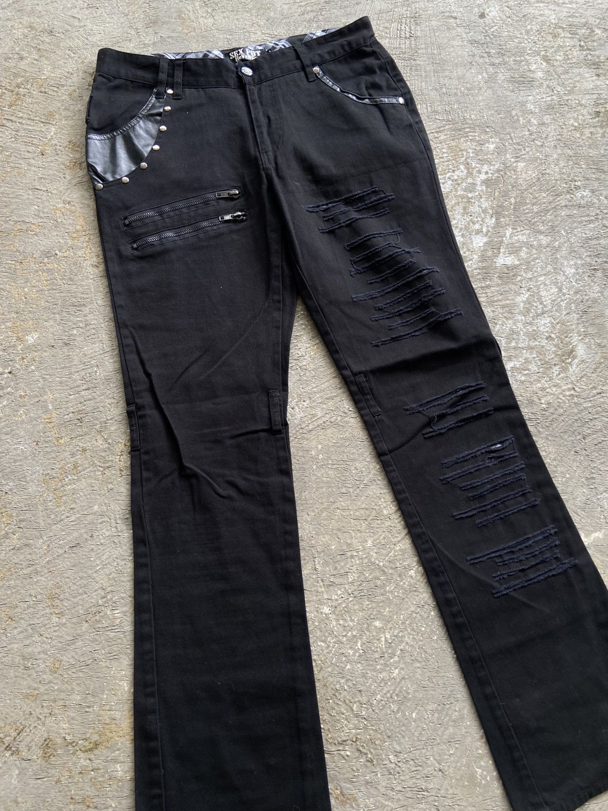 KMRii 2000s Sexpot Revenge - Vkei Style Ripped Flared Pants Size US 31 - 2 Thumbnail