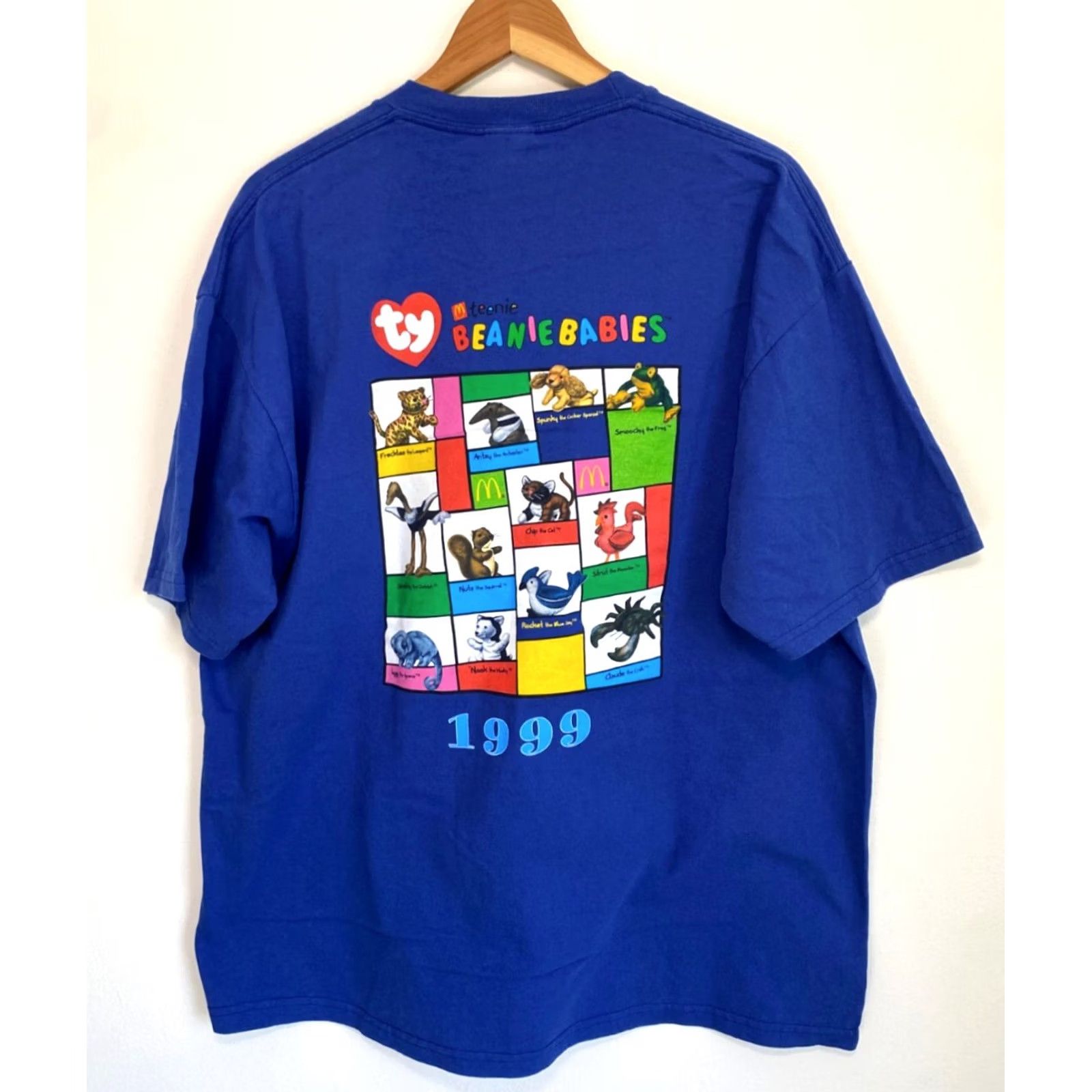Jerzees VINTAGE McDonald's Teenie Beanie Babies T-shirt Shirt Unisex Adults XL Blue 90s Double-Sided Jerzees Heavyweight Cotton 1999 Mens Womens Size US XL / EU 56 / 4 - 4 Thumbnail