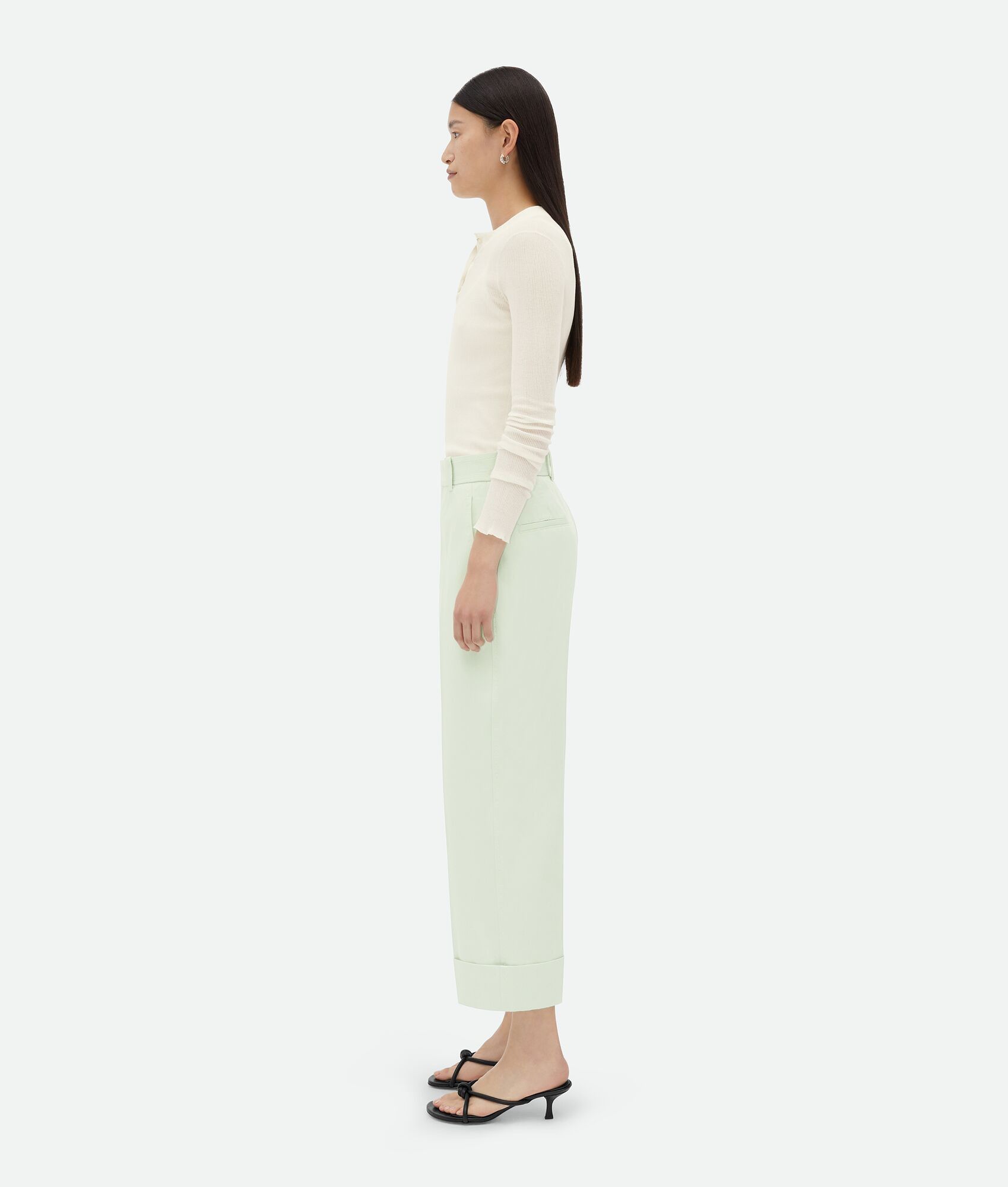 Bottega Veneta Light Cyan Cotton Twill Culotte Trousers Size 26" / US 2 / IT 38 - 3 Thumbnail