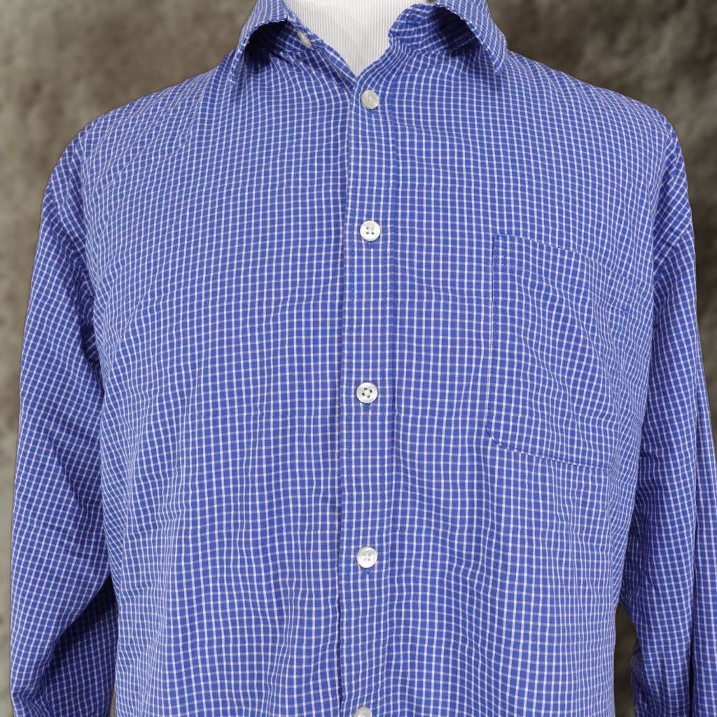 Van Heusen VAN HEUSEN Blue Check Button-Up Shirt Mens XL 17-17.5 Regular Fit Size US XL / EU 56 / 4 - 1 Thumbnail