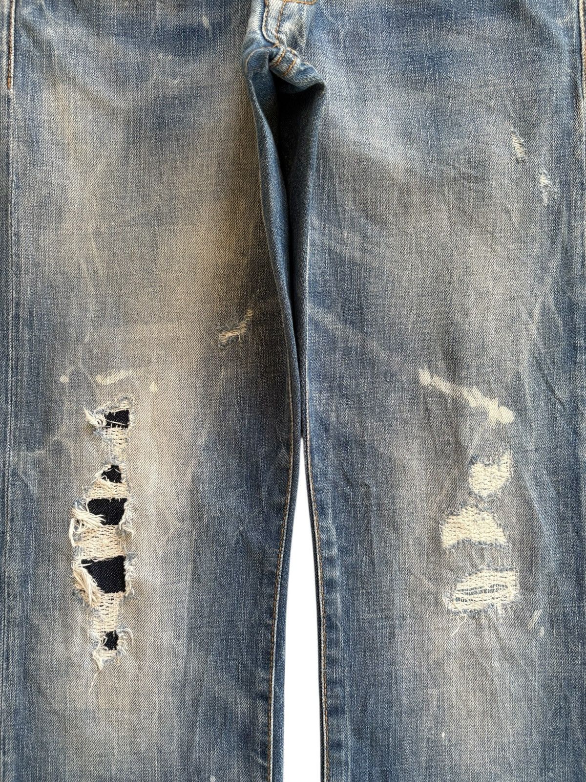 Japanese Brand × Kapital Vintage Japanese Brand Patches Distressed Rippped Loose Jean Size US 29 - 5 Thumbnail