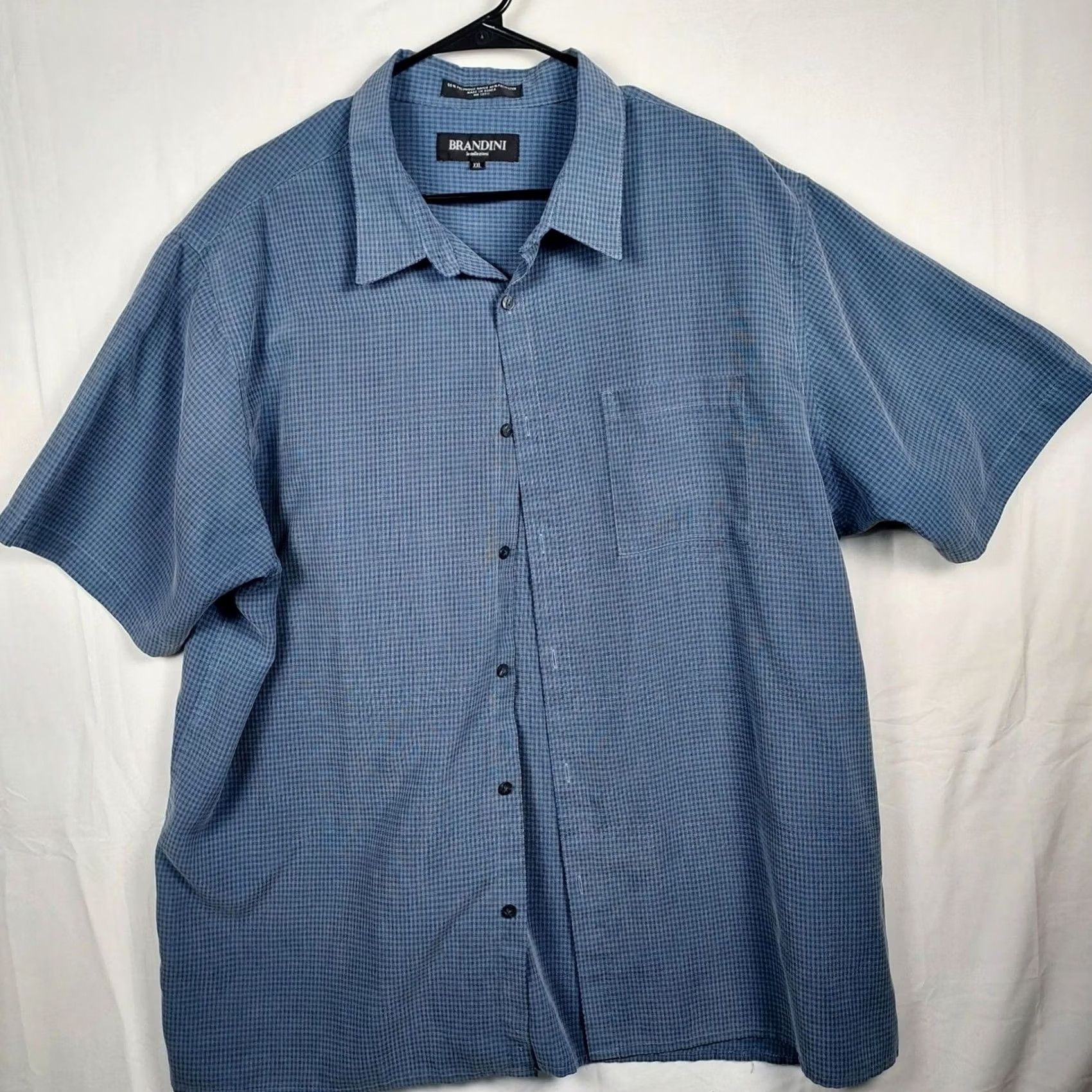 Vintage VINTAGE? No — Brandini Le Collezioni Men’s Casual Button-Down Shirt XXL Blue Gingham Rayon Shirt Men 2XL Blue Gingham Casual Button-Up Shirt Size US XXL / EU 58 / 5 - 2 Thumbnail