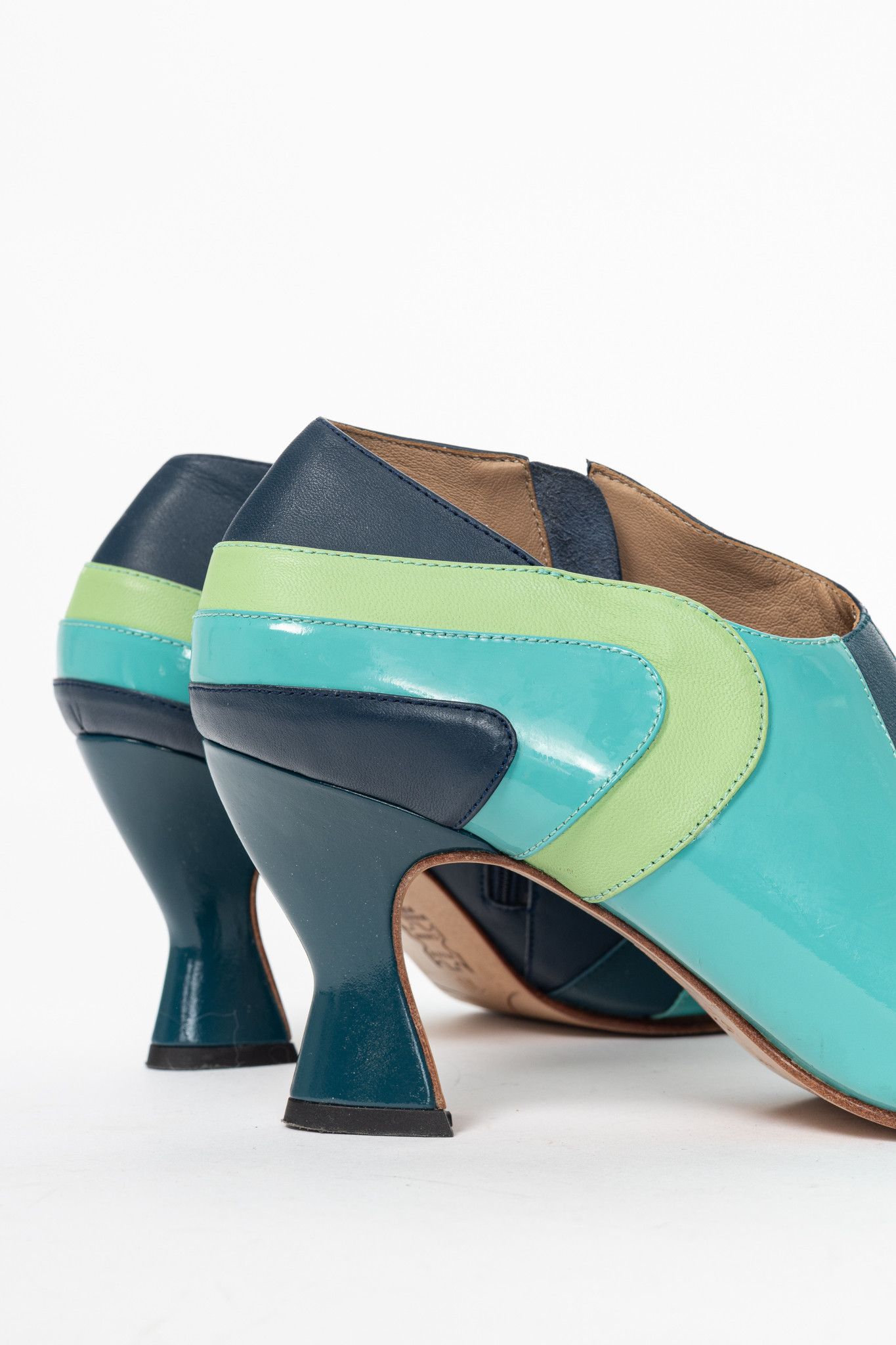 John Fluevog John Fluevog Amadeus Blue & Green Layered Leather Heels Size US 10 / IT 40 - 8 Thumbnail