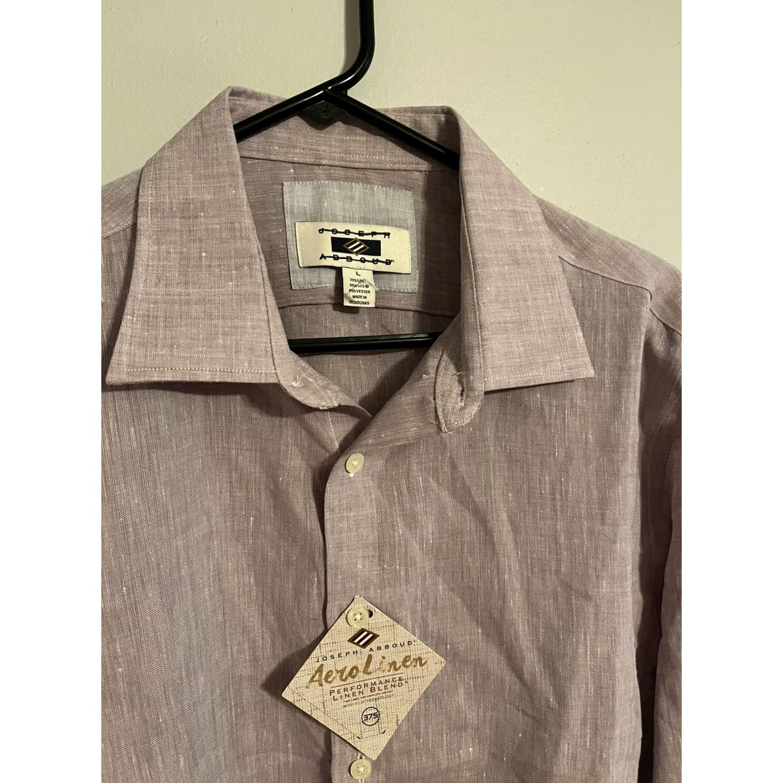 Joseph Abboud Joseph Abboud Aero Linen Purple L/S Button Up Dress Shirt - Men's Large New Size 42R - 2 Thumbnail
