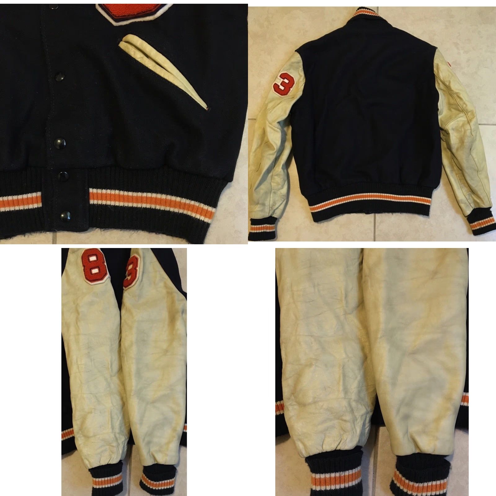 Vintage Vtg 80s Faded Varsity Letterman Jacket 42 USA School Football Track PE Grunge 70 Size US XS / EU 42 / 0 - 8 Thumbnail