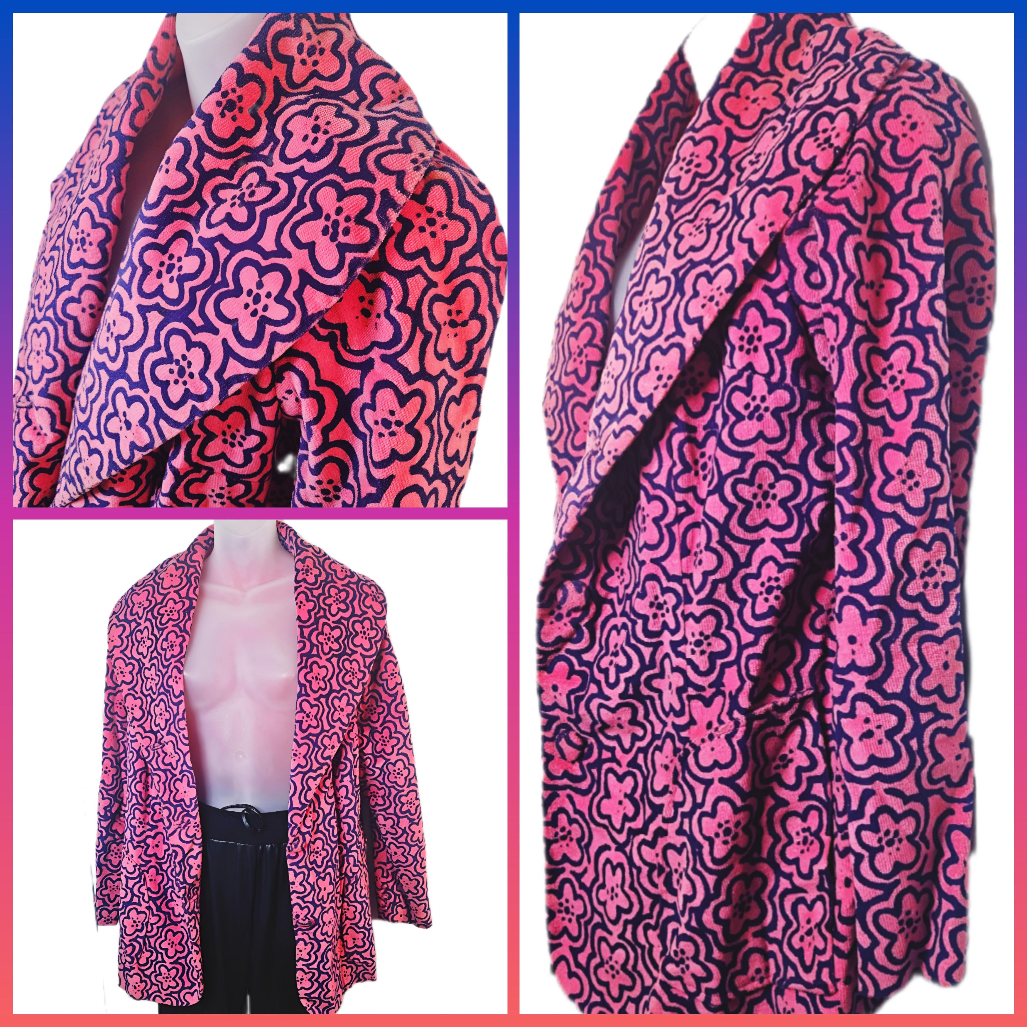 Other 1960S MOD PINK VELVET BLAZER Size L / US 10 / IT 46 - 1 Thumbnail
