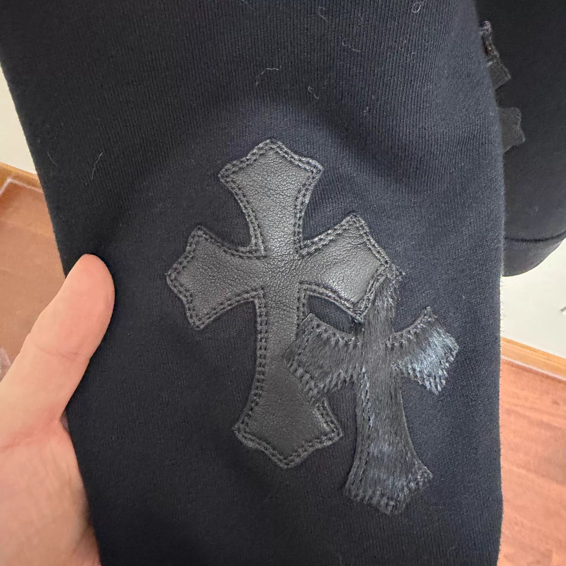 Chrome Hearts Chrome Hearts Black Leather Patch Cross Hoodie XS Size US XS / EU 42 / 0 - 8 Thumbnail