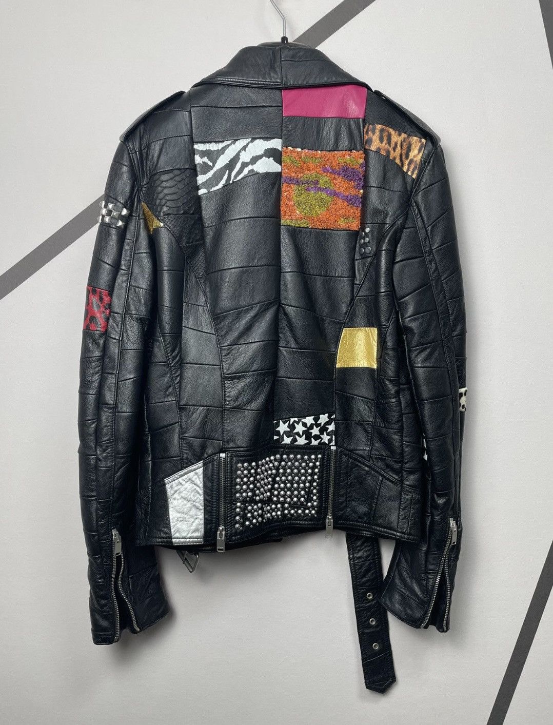 Hedi Slimane × Saint Laurent Paris 16SS Multicolor Patchwork Motorcycle Leather Jacket sz44 Size US S / EU 44-46 / 1 - 2 Thumbnail