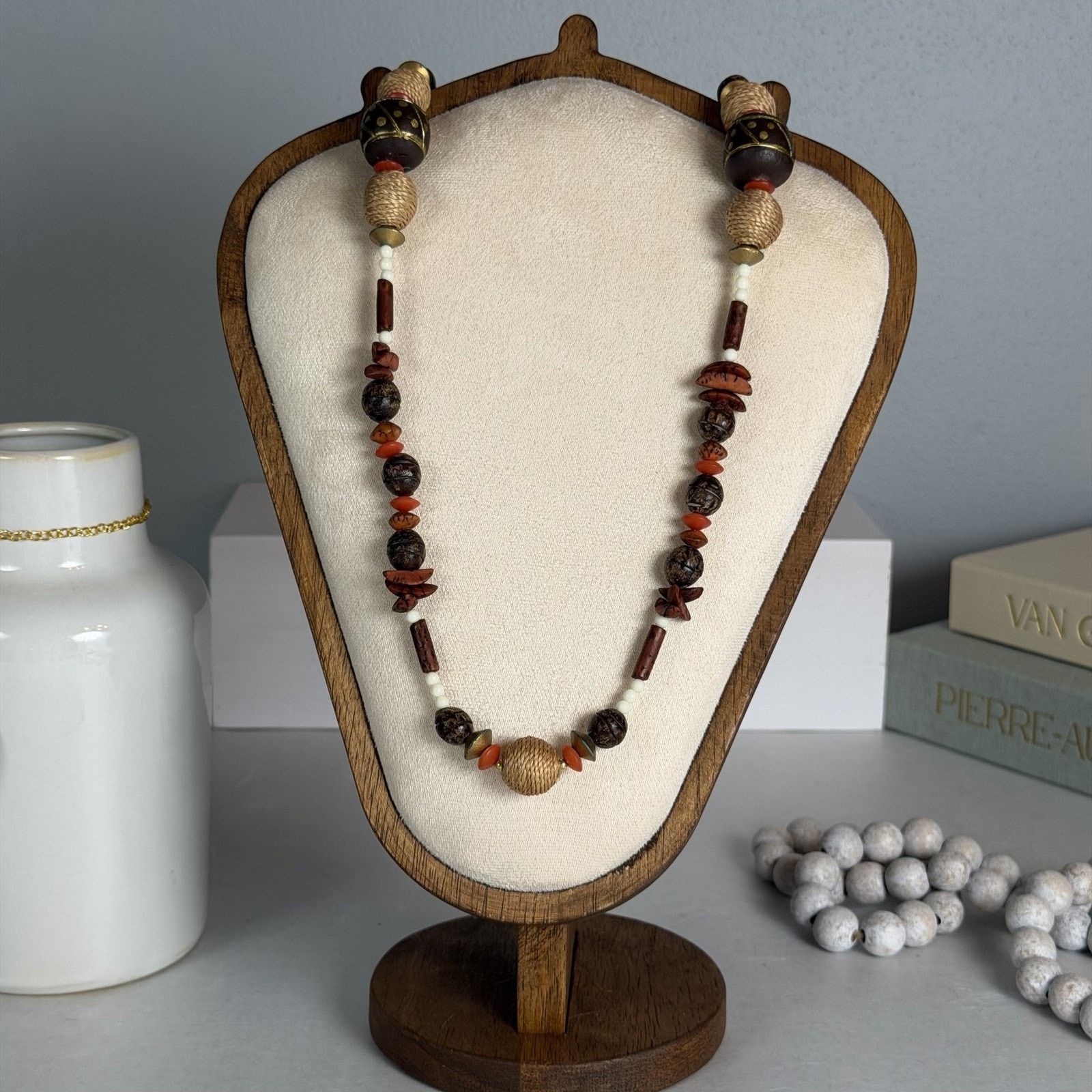 Other VTG 1980s Boho Earth-Tones Multi-Shape Beaded 34" Necklace Size ONE SIZE - 1 Thumbnail